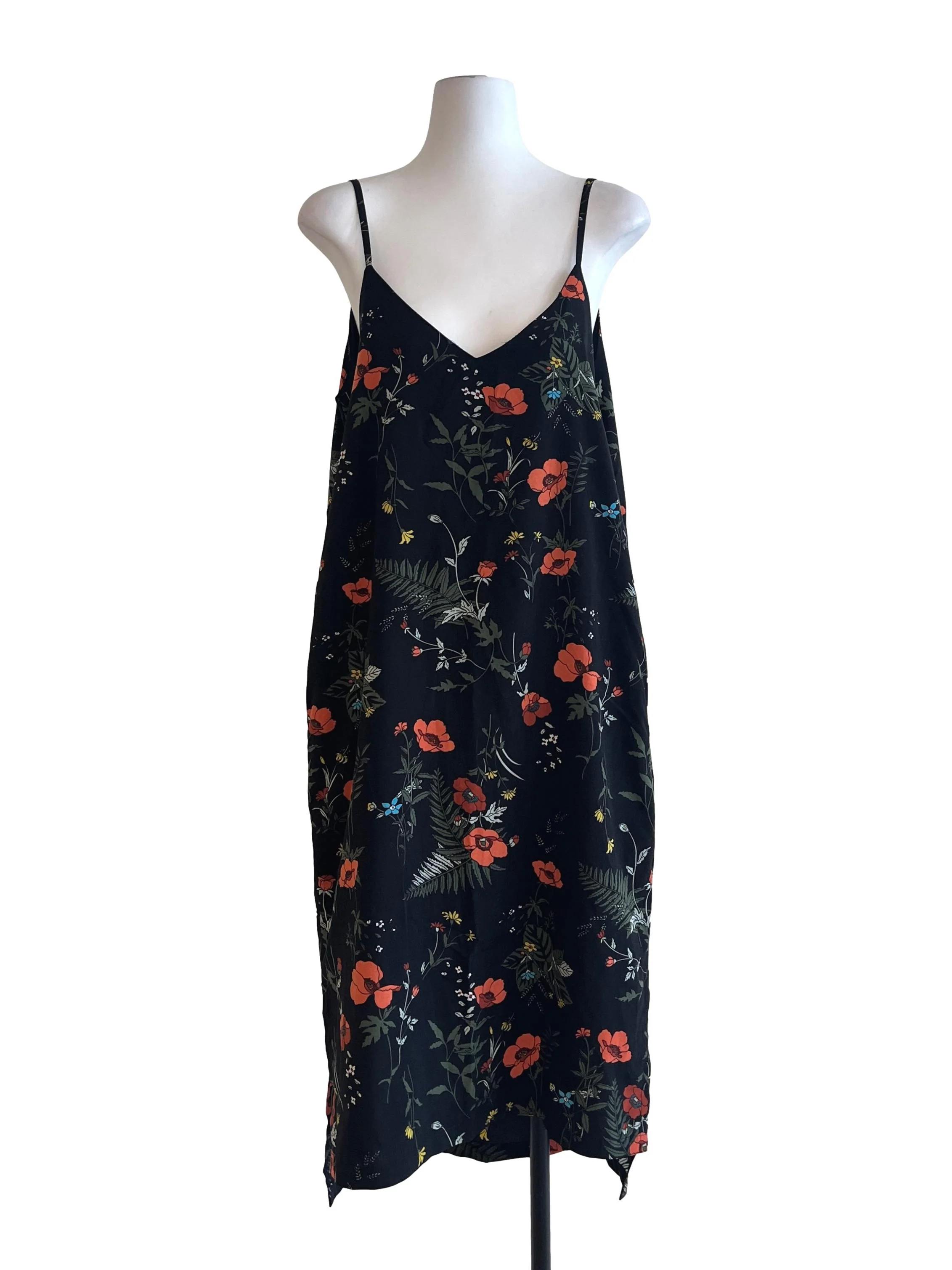 Onyx Black Floral Printed Slip Dress