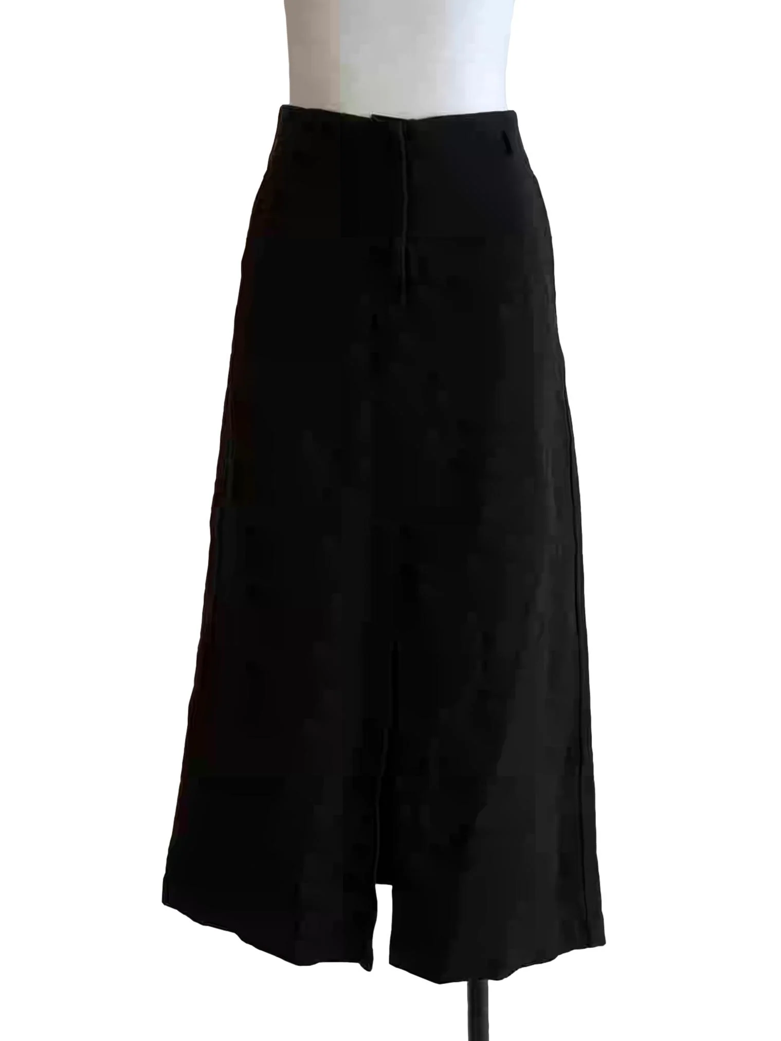 Onyx Black Front Slit Midi Skirt