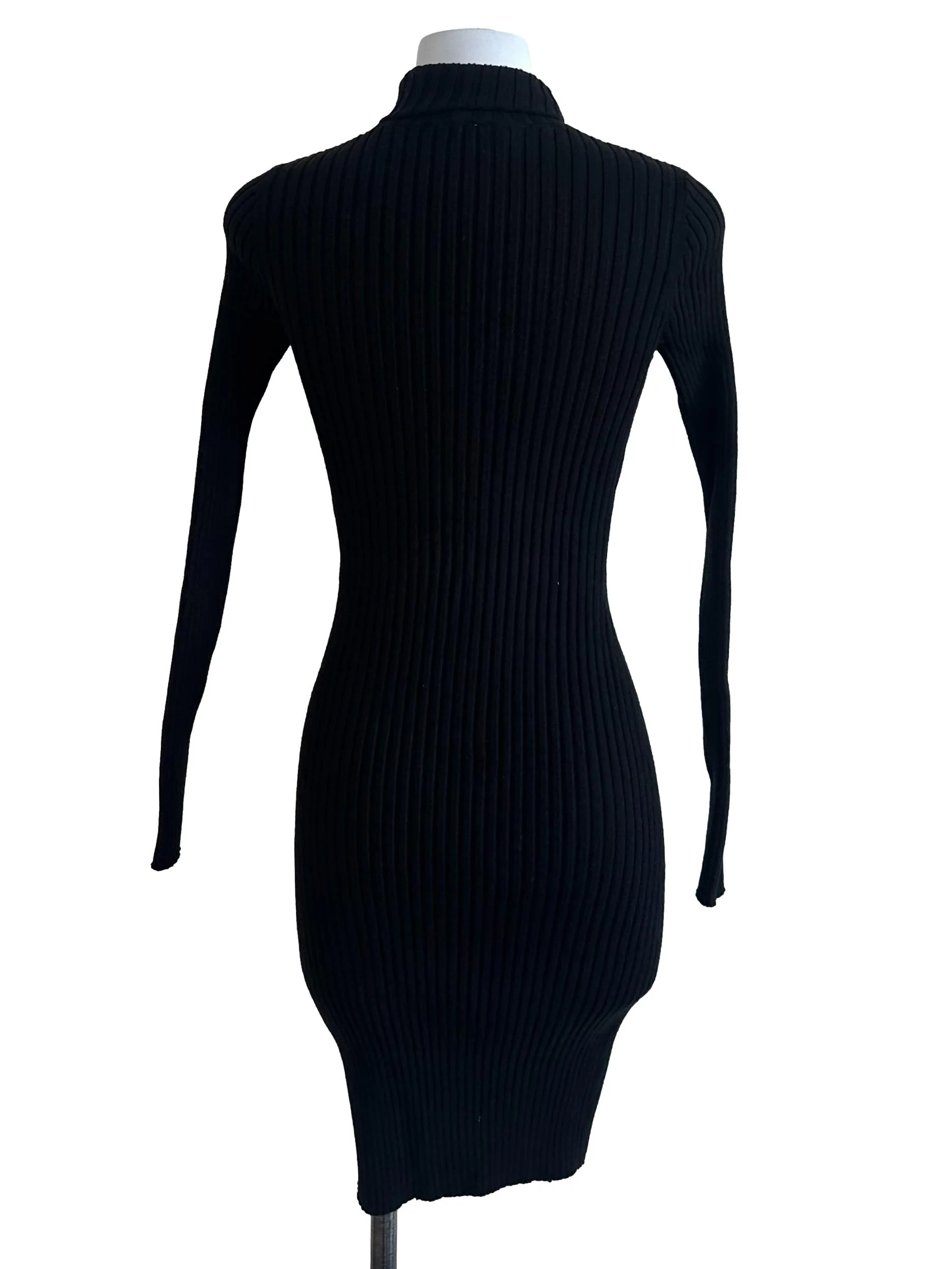 Onyx Black High Neck Knit Dress - Image 2
