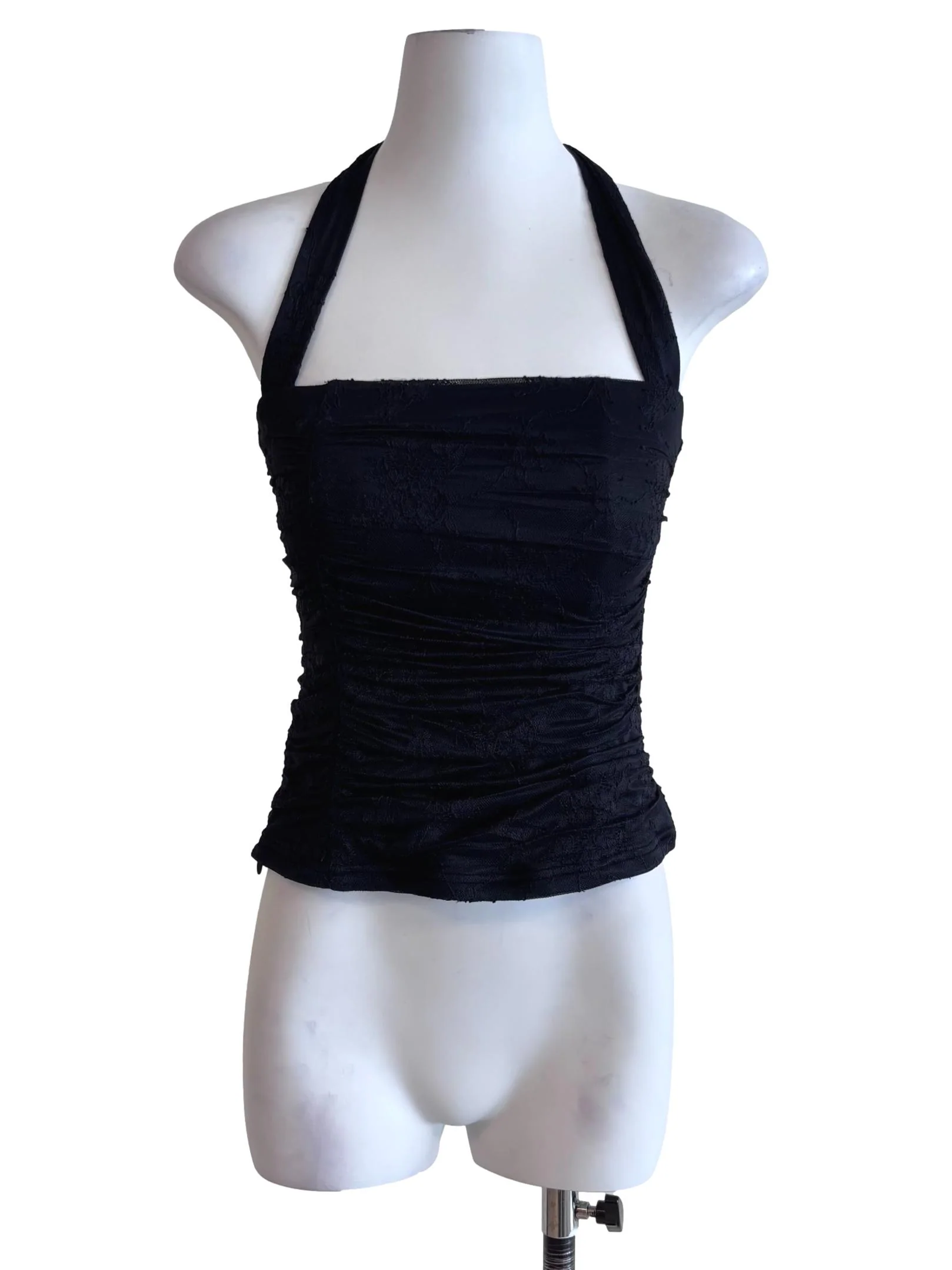 Onyx Black Lacey Halter Top