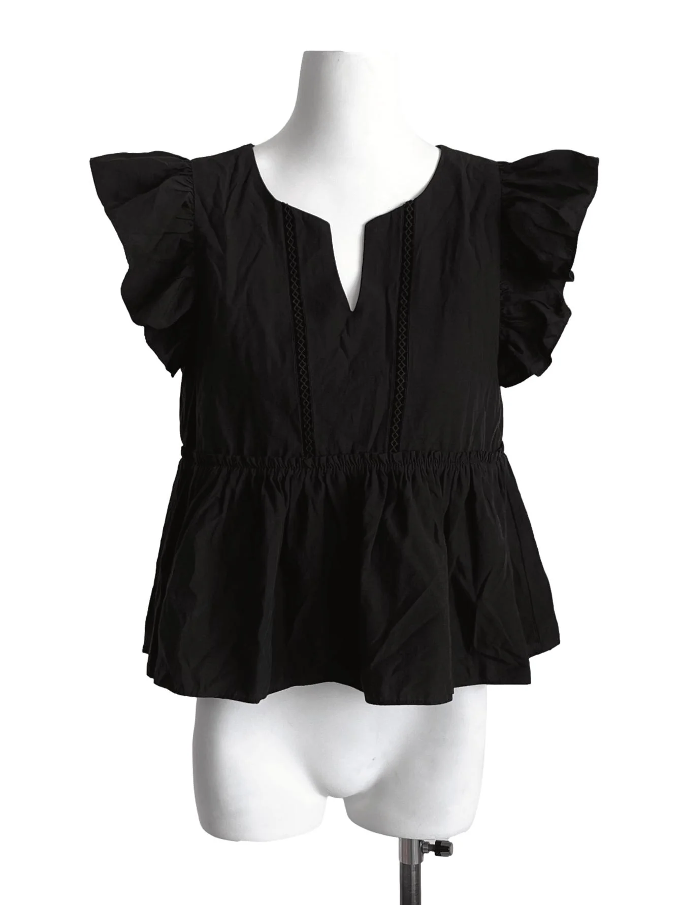 Onyx Black Ruffle Sleeve Blouse TCL