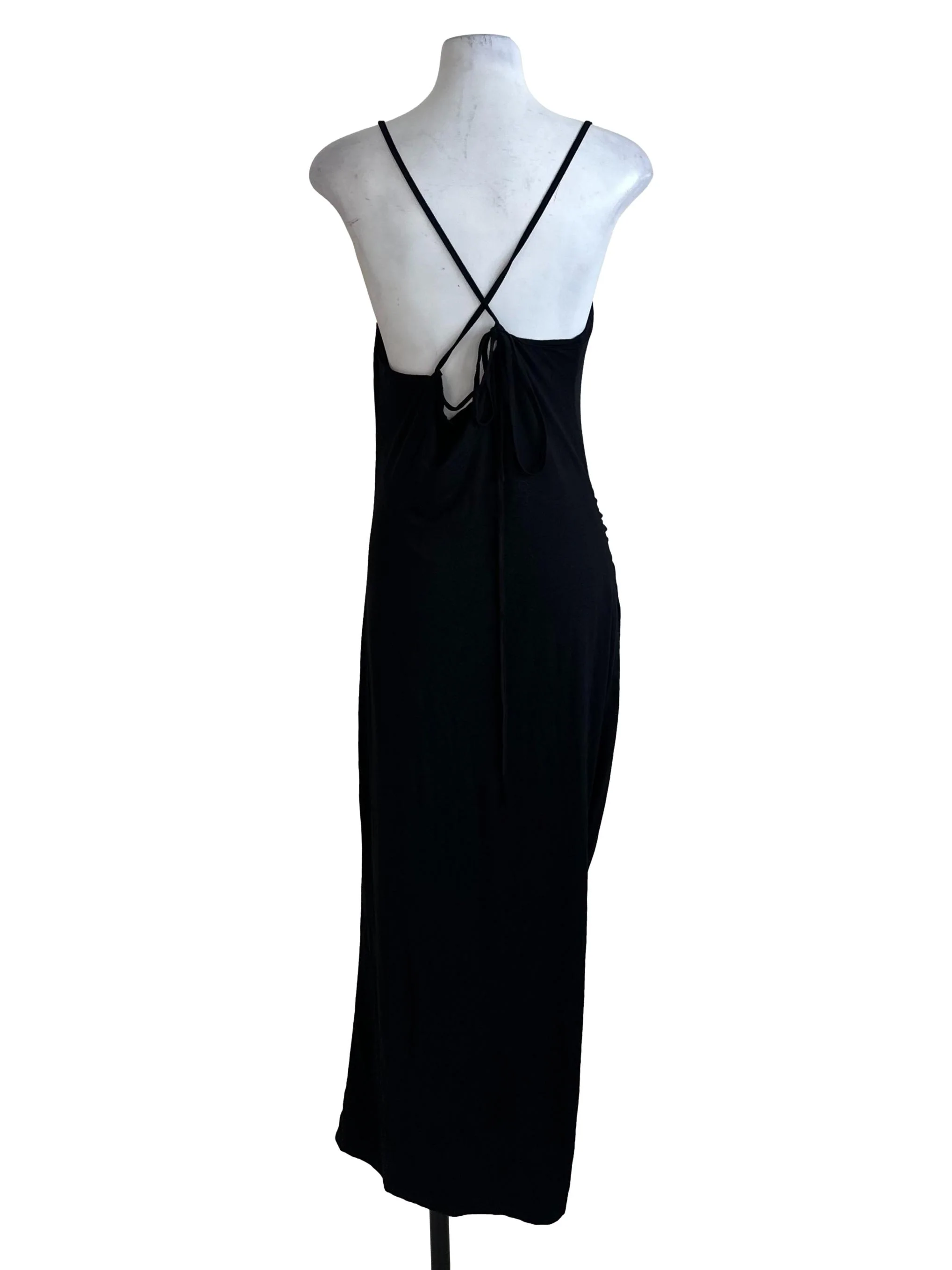 Onyx Black Scoop Back Overlap Bodycon Dress - Image 2