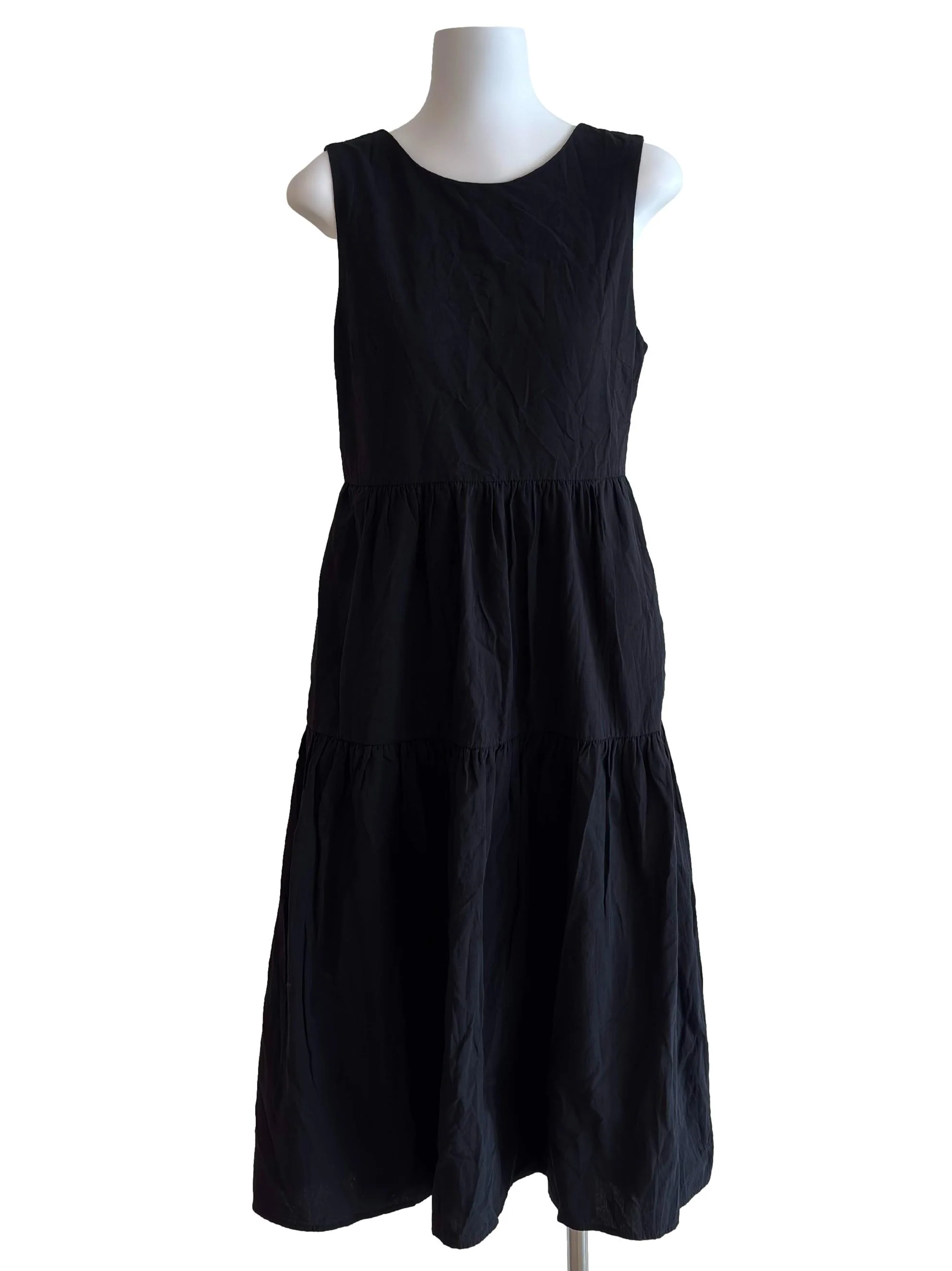 Onyx Black Scoop Back Tiered Dress