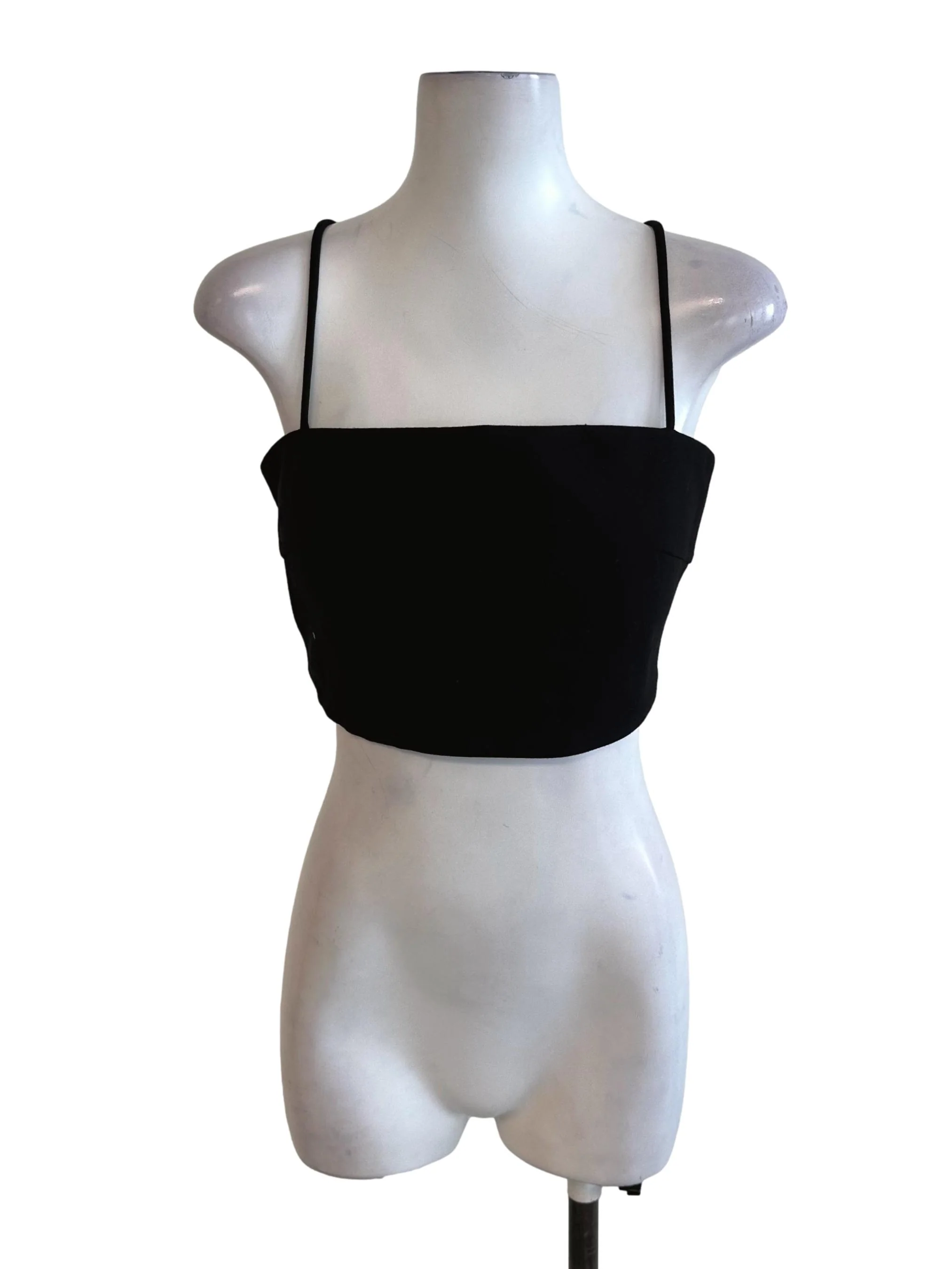 Onyx Black Square Neck Back Overlap Top LB