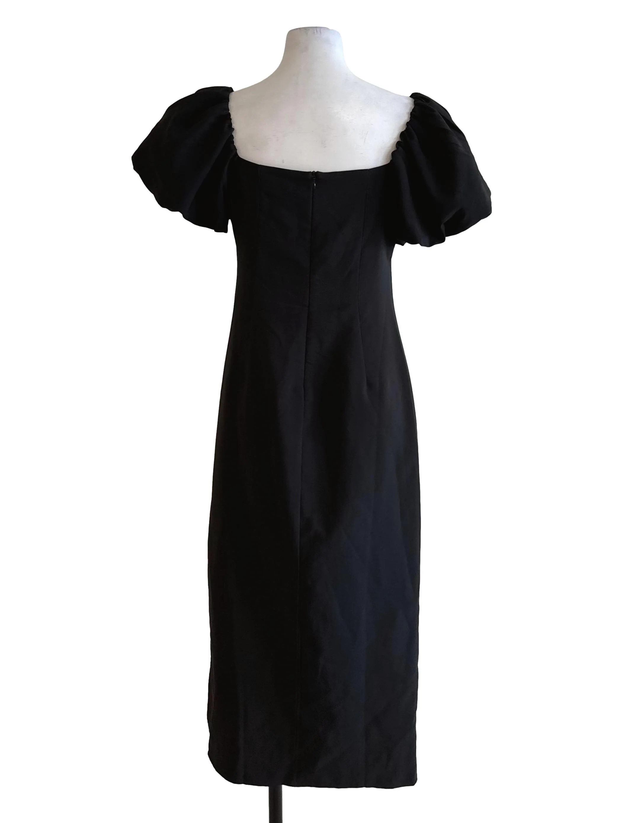 Onyx Black Square Neck Puff Sleeve Dress - Image 2