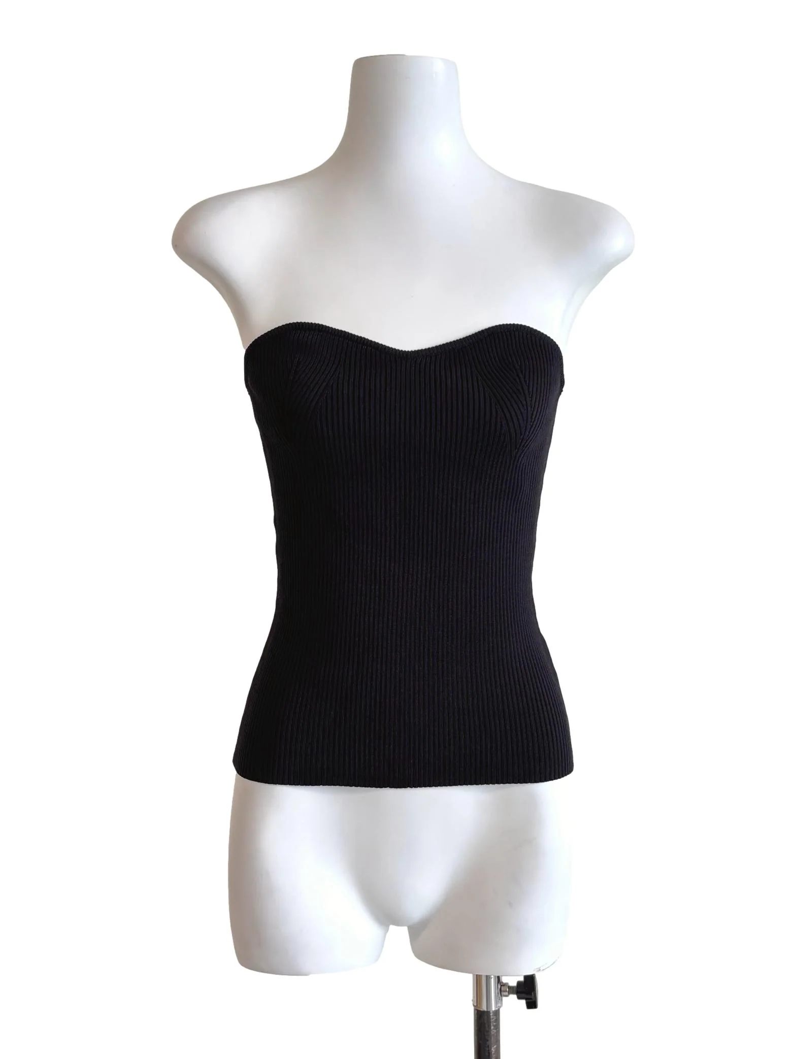 Onyx Black Strapless Ribbed Top LB