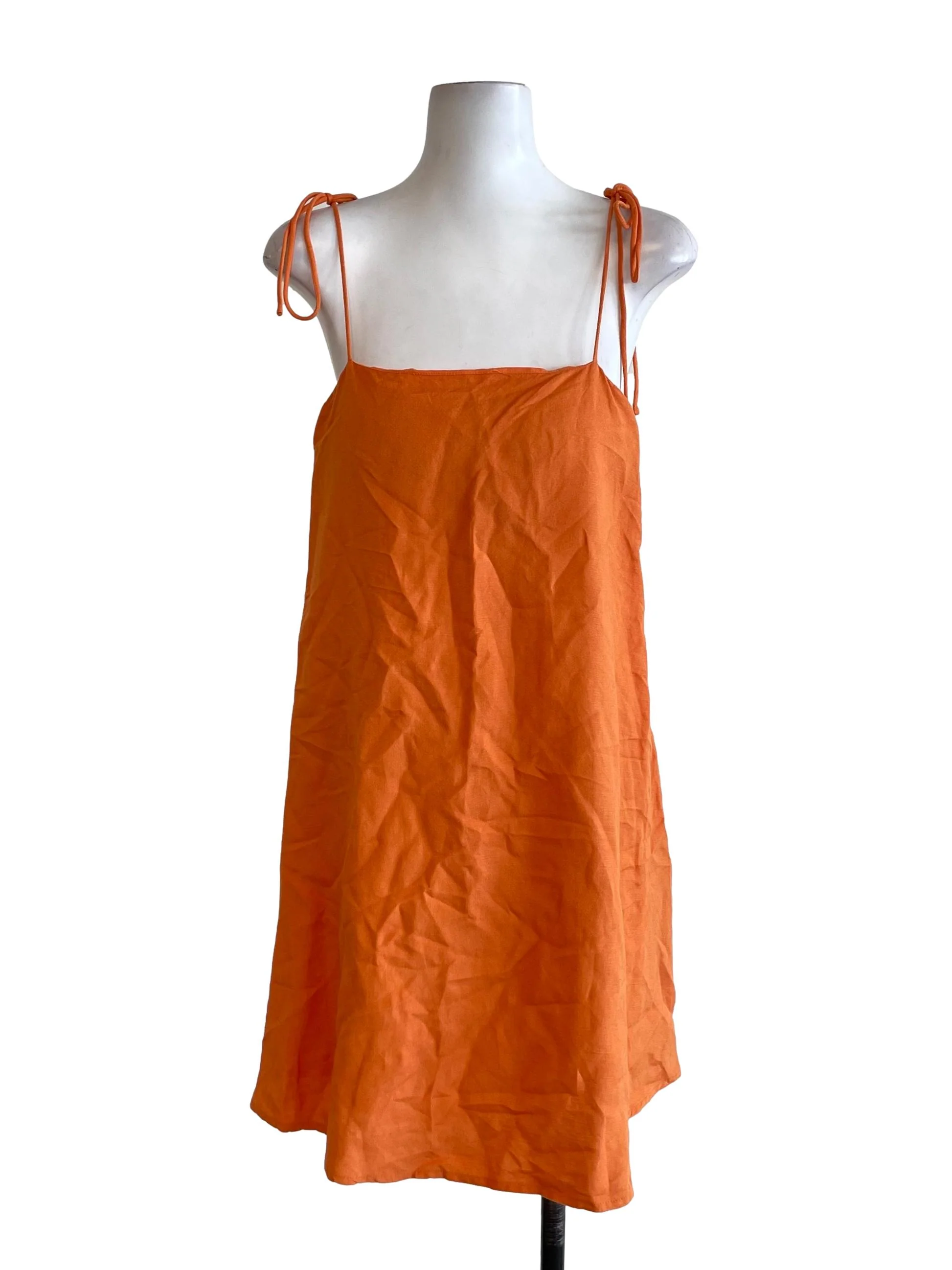 Orange A-Line Tie Bow Dress