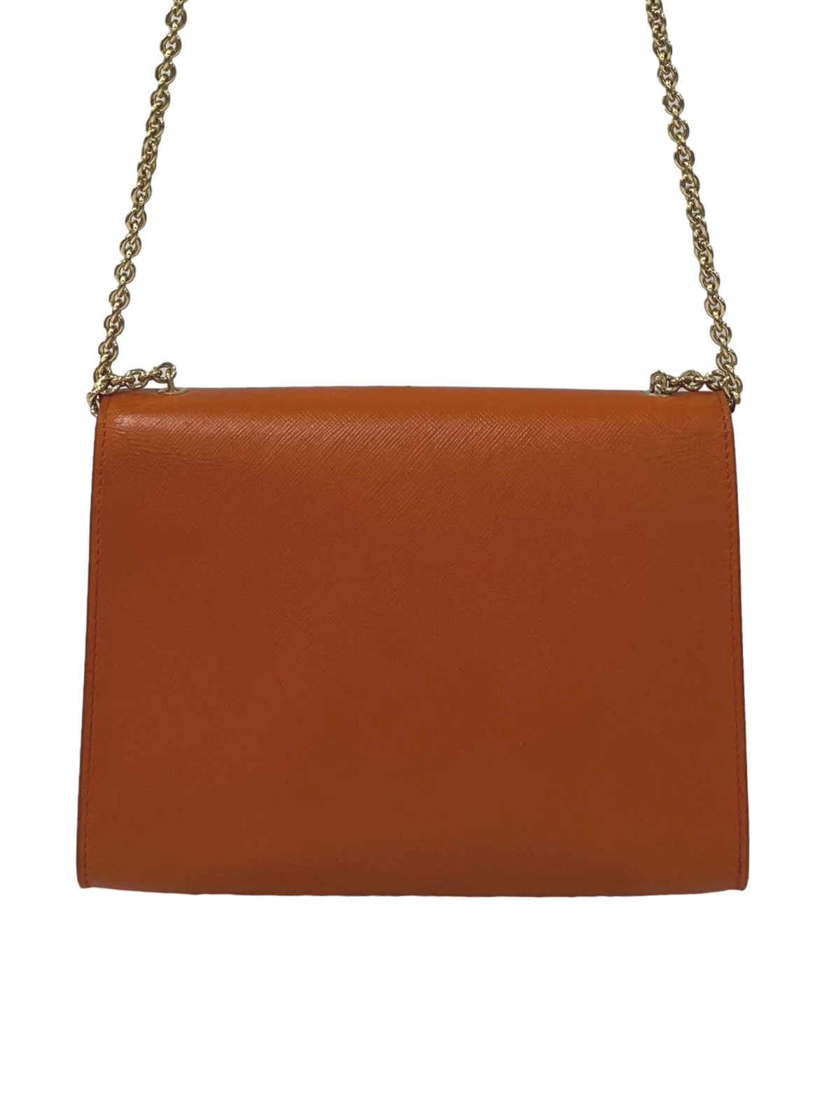 Orange Leather Vara Ribbon Chain Shoulder Bag - Image 2