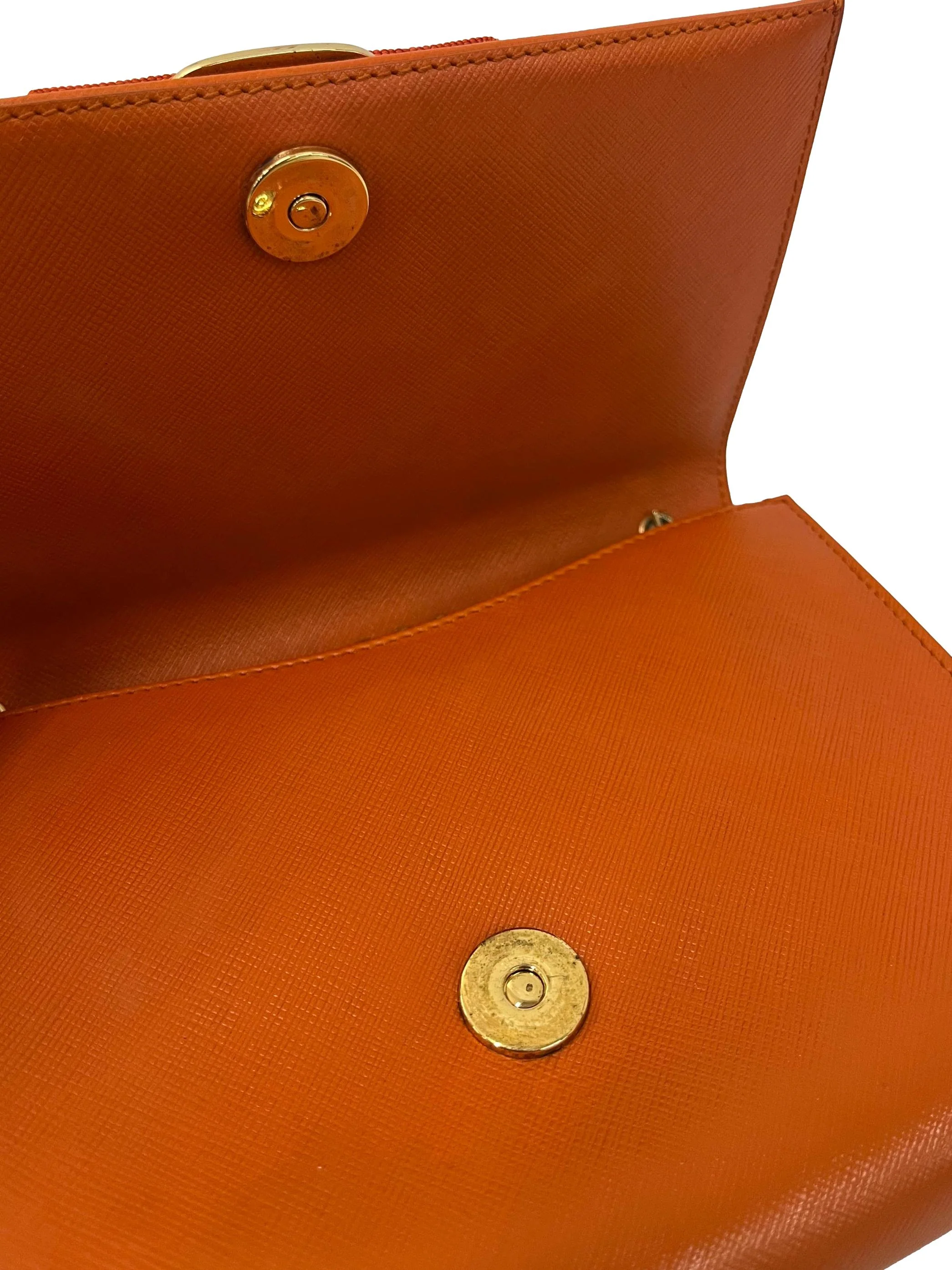 Orange Leather Vara Ribbon Chain Shoulder Bag - Image 5