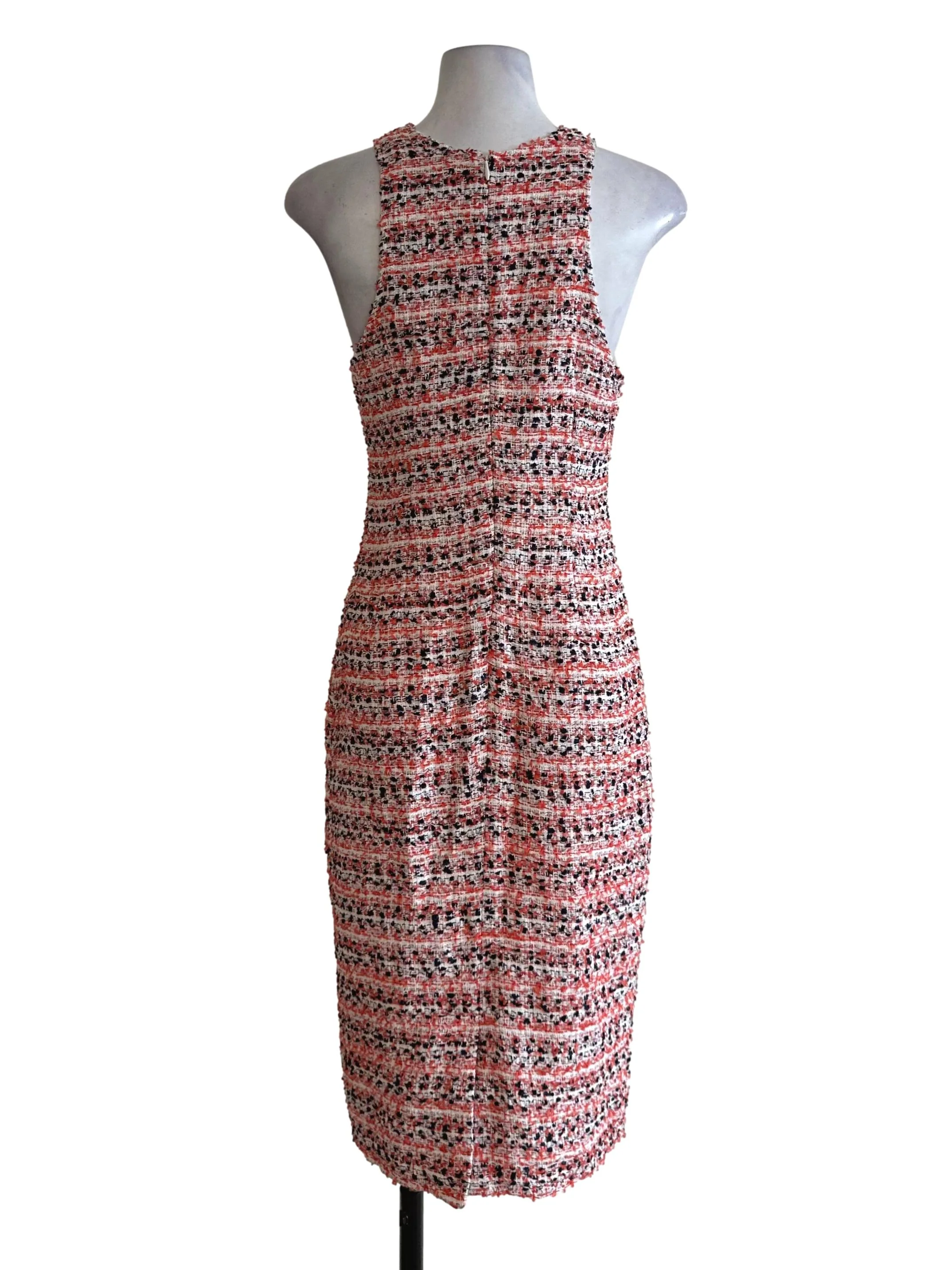 Orange Tweed Textured Slit Dress LB - Image 2