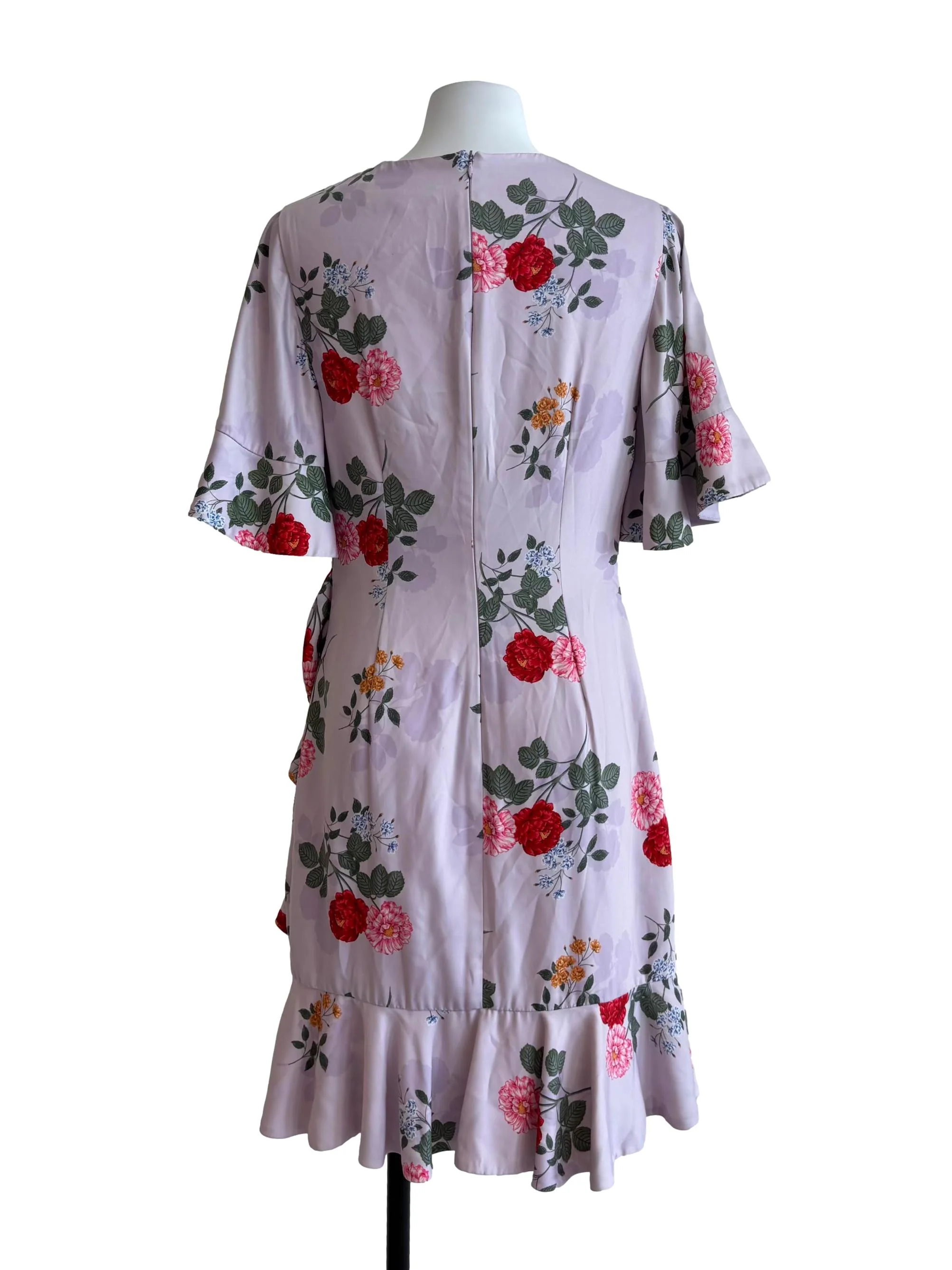 Orchid Pink Floral Ruffle Dress - Image 2