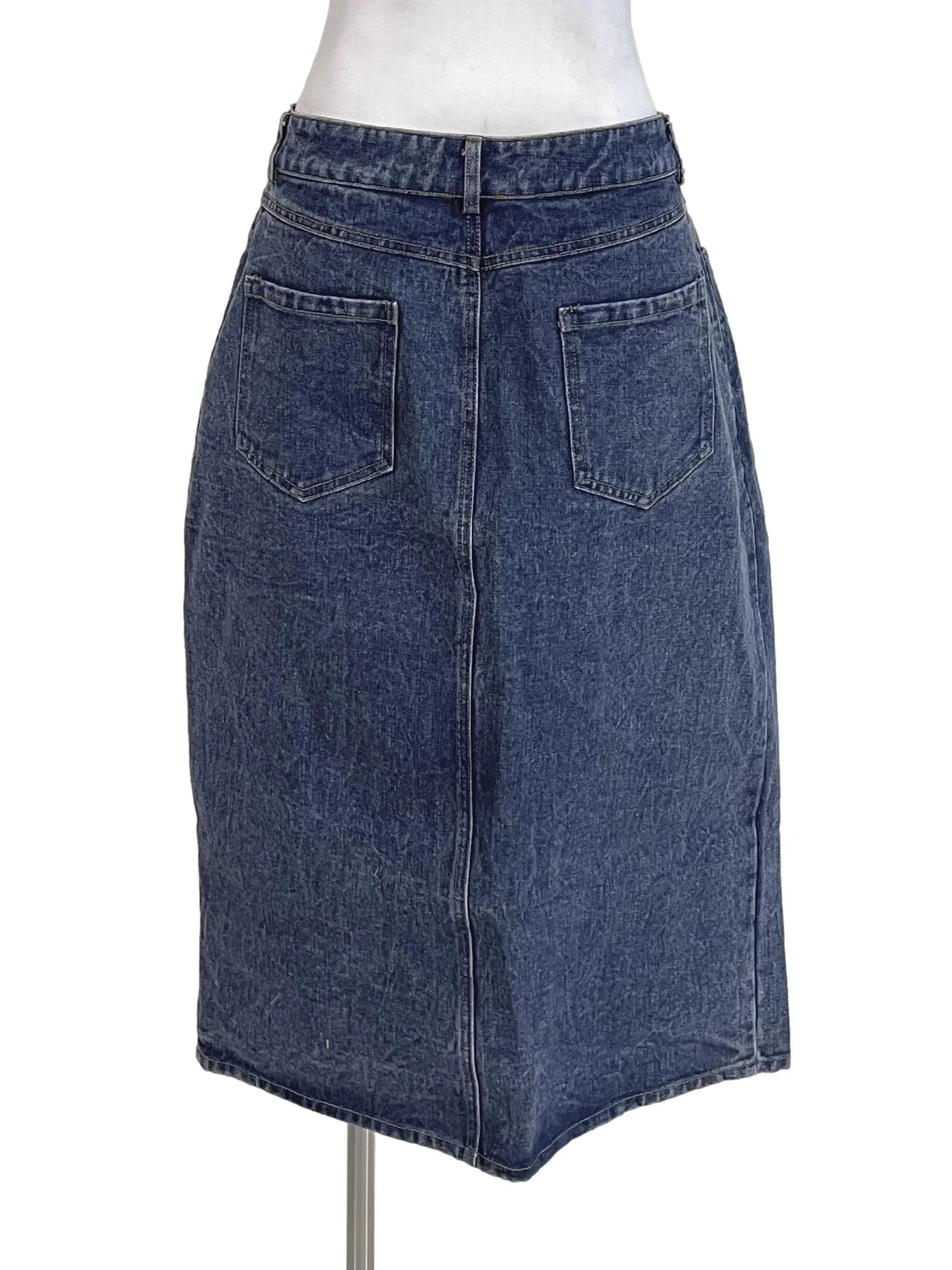 Pale Blue Front Slit Denim Skirt - Image 2