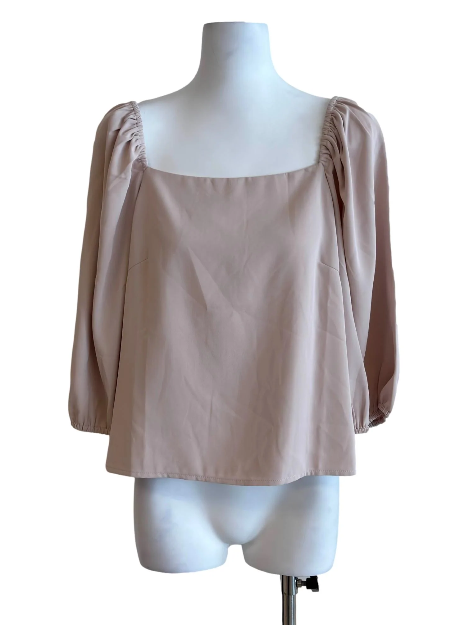 Pale Light Pink Square Neck Blouse