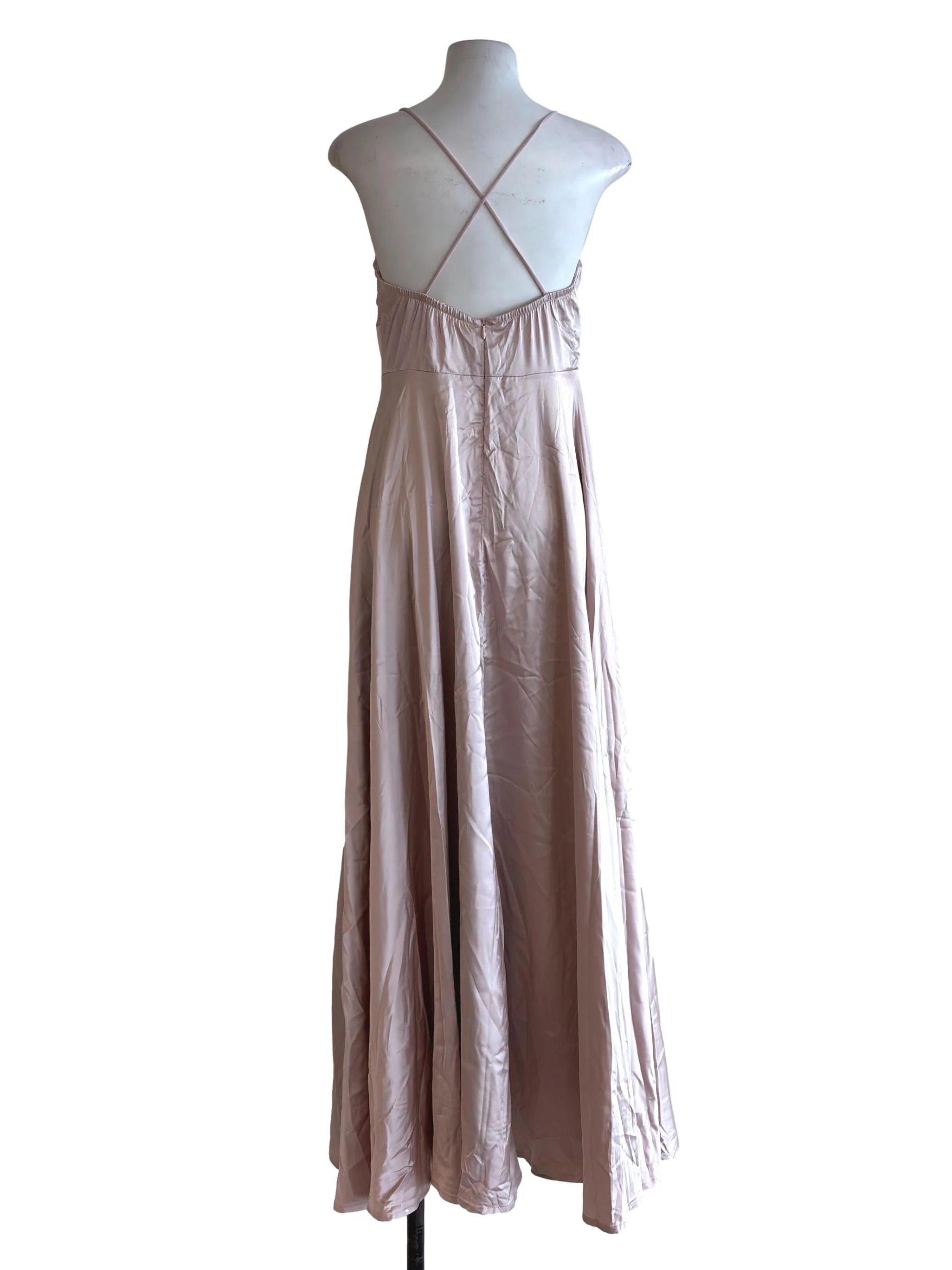 Pale Pink Satin Strappy Maxi Dress - Image 2