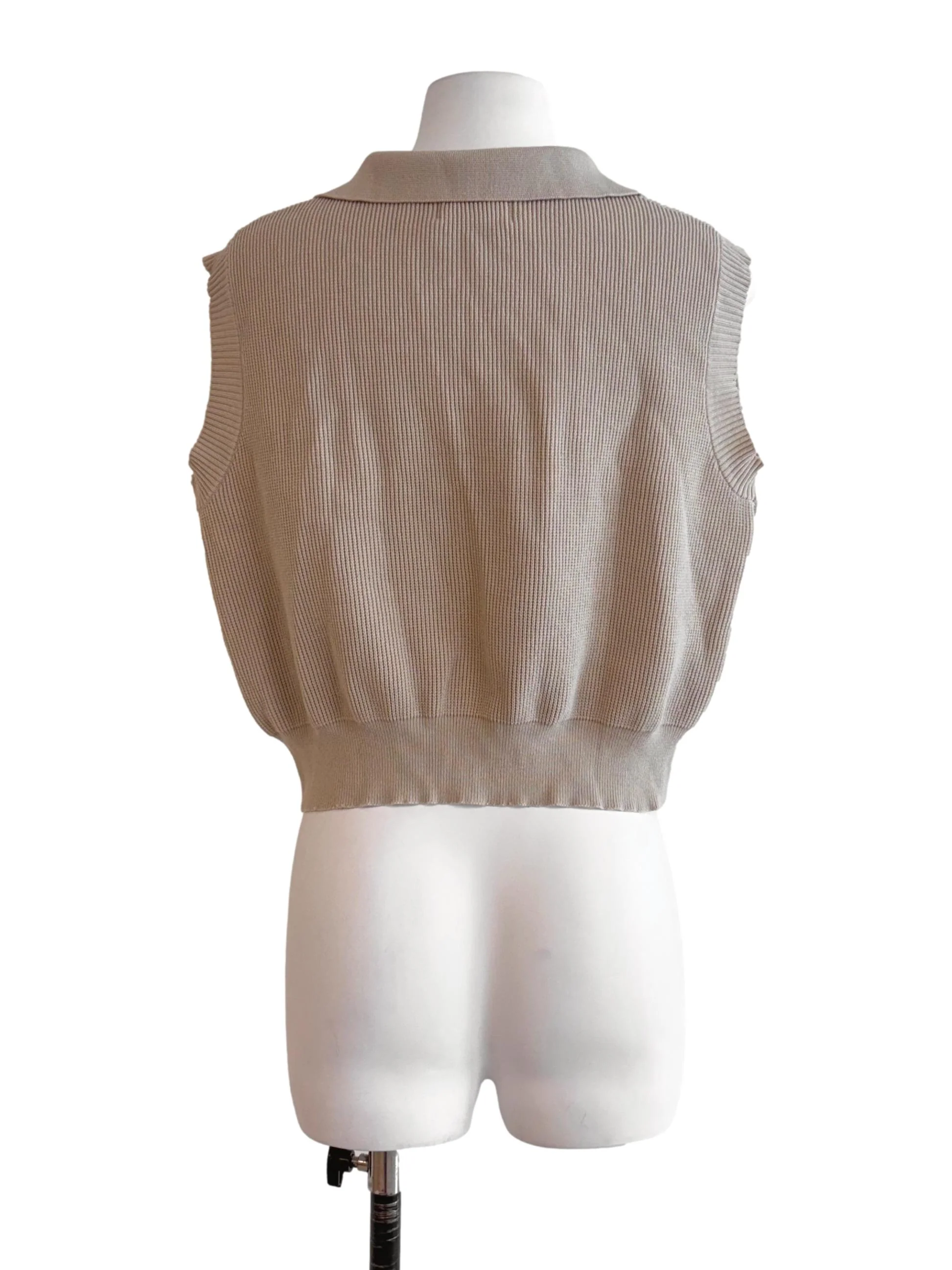 Pale Sage Green Knitted Vest - Image 2