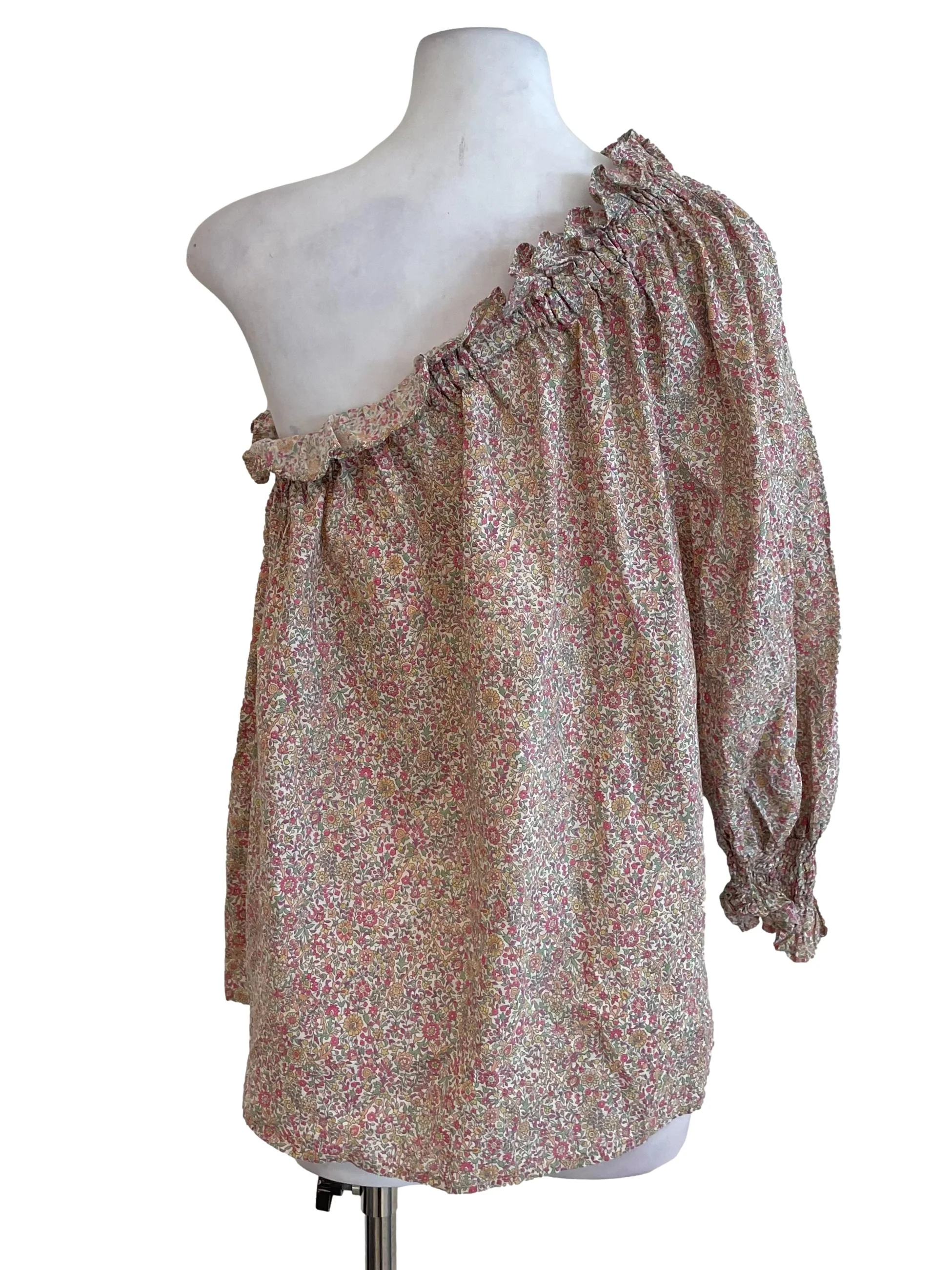 Parchment Floral Asymmetric Blouse - Image 2