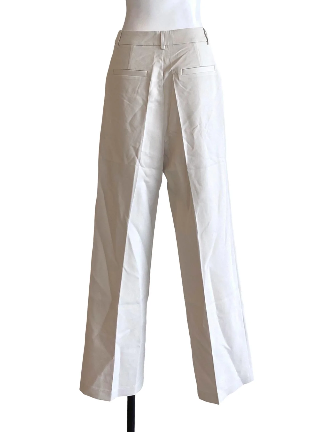 Parchment White Buttoned Waist Straight Tailored Pants - Image 2