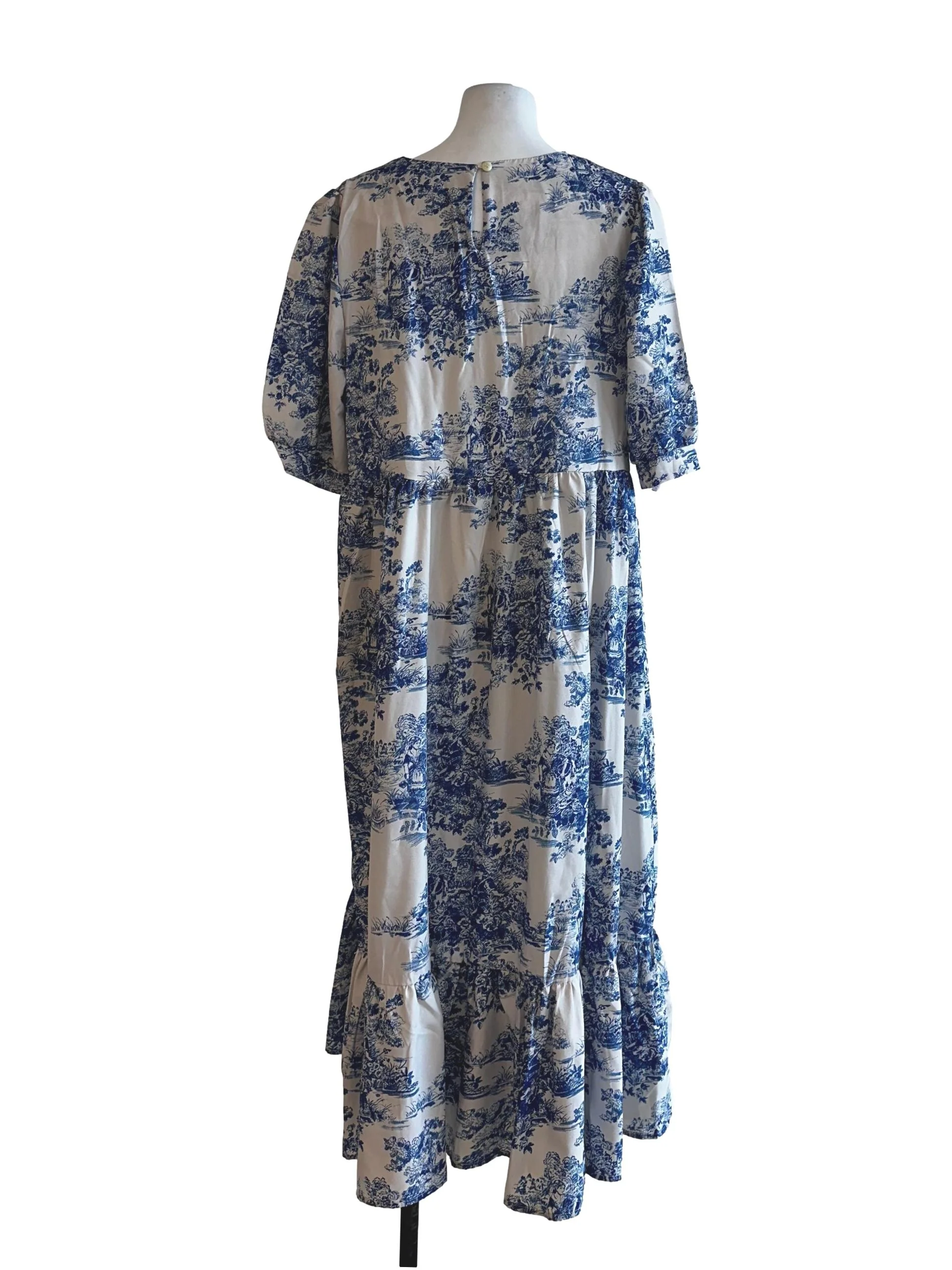 Parchment White Floral Pattern Maxi Dress - Image 2