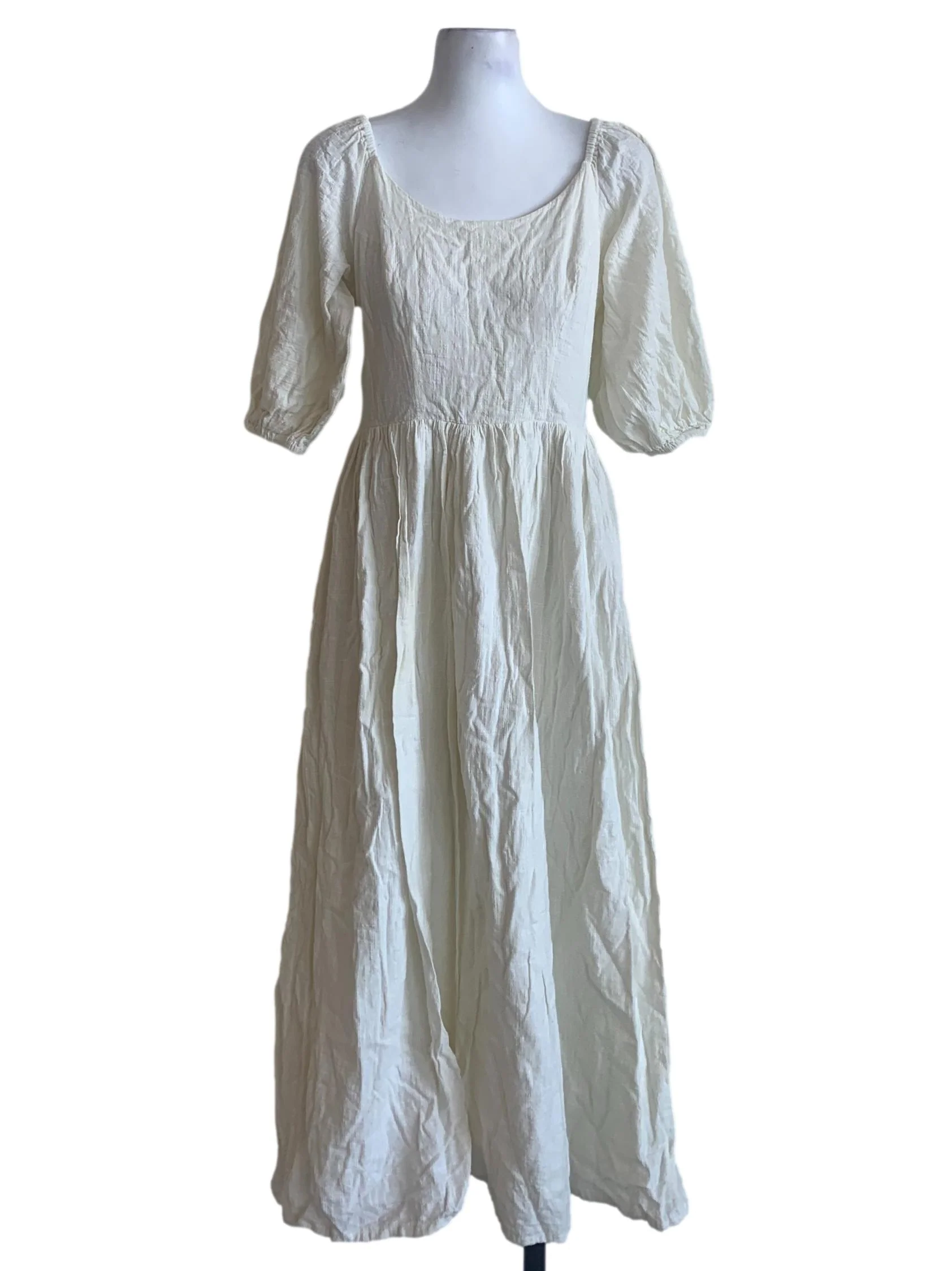 Parchment White Peasant Dress S&D