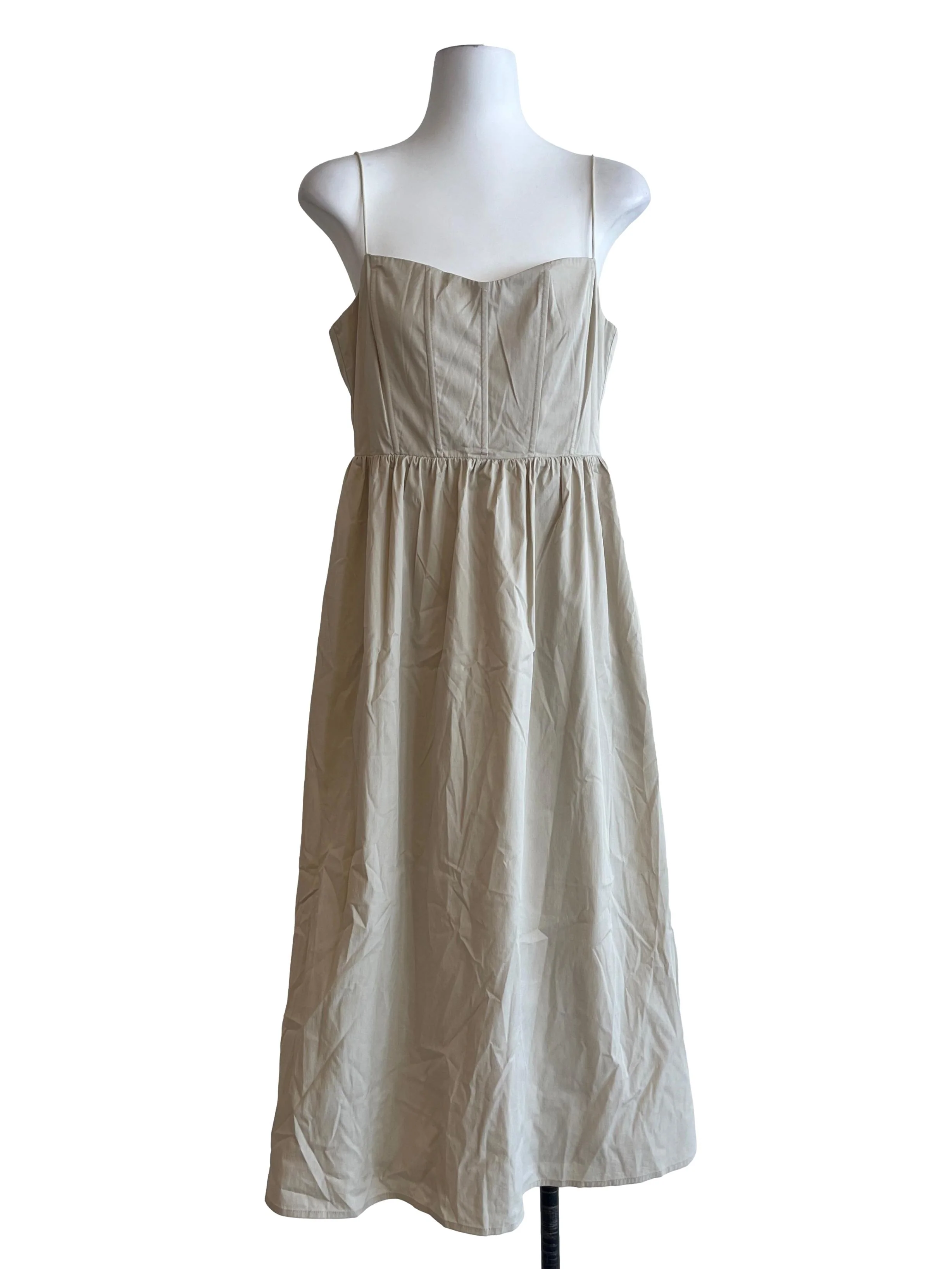 Parchment White Spaghetti Strap Sleeveless Dress