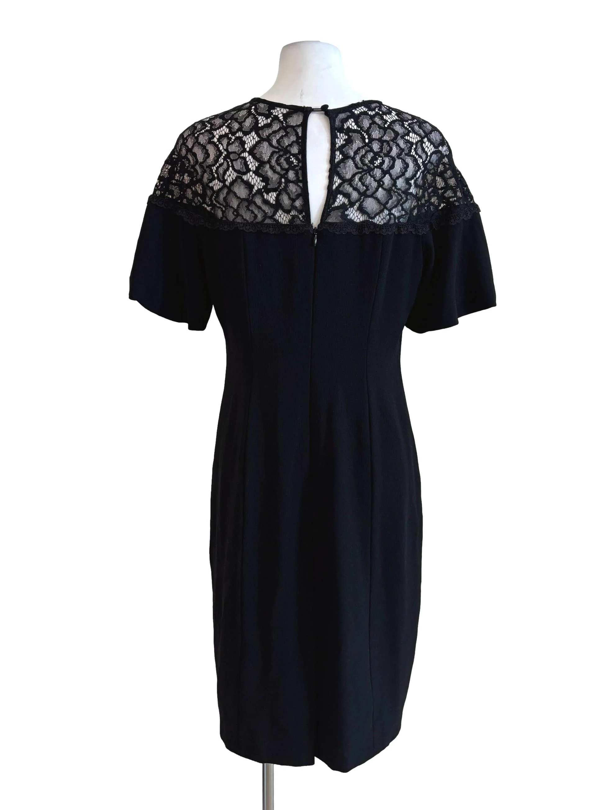 Parisian Black Lace Neckline Dress - Image 2