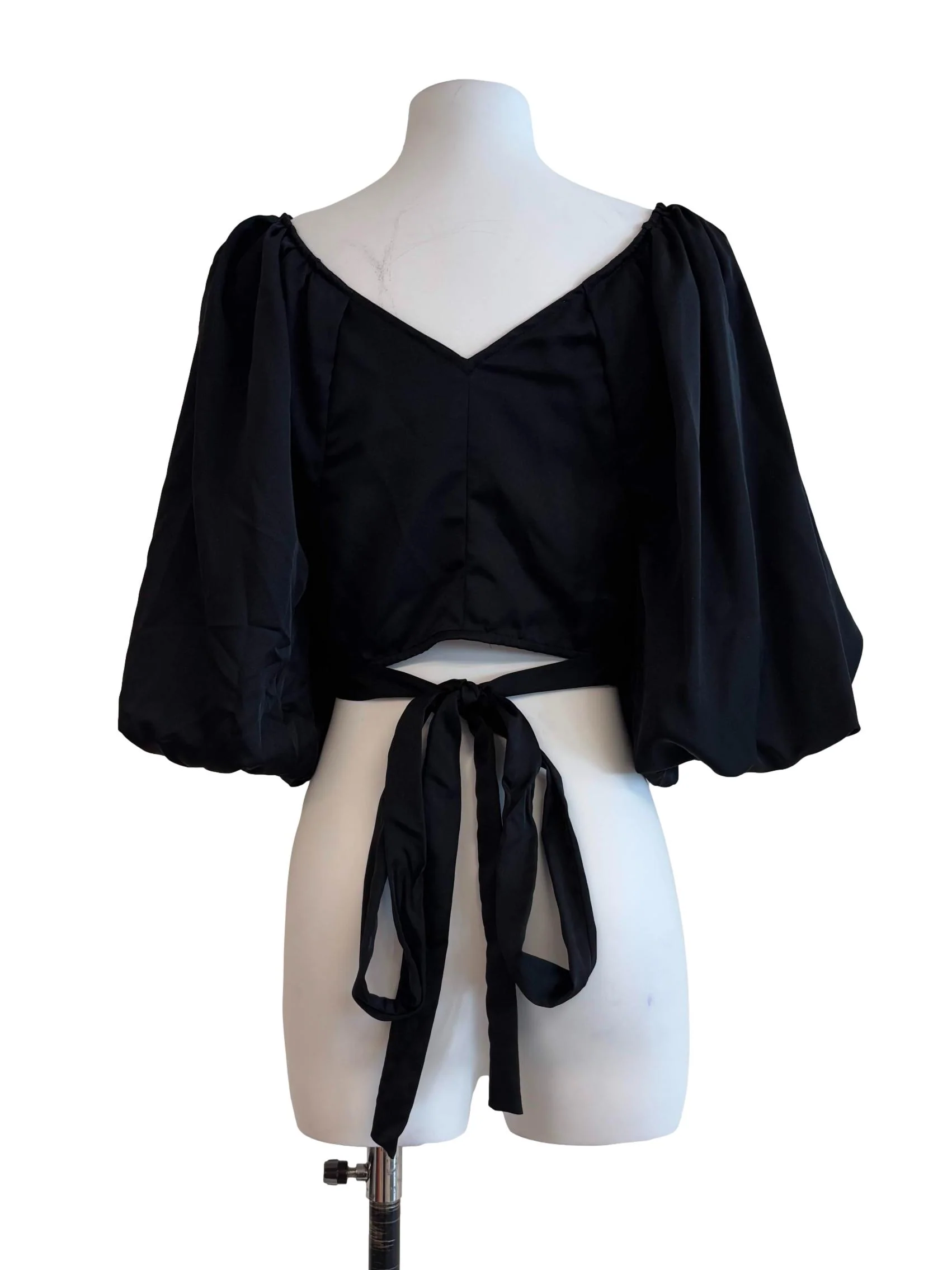 Parisian Black Sweetheart Wrap Top - Image 2