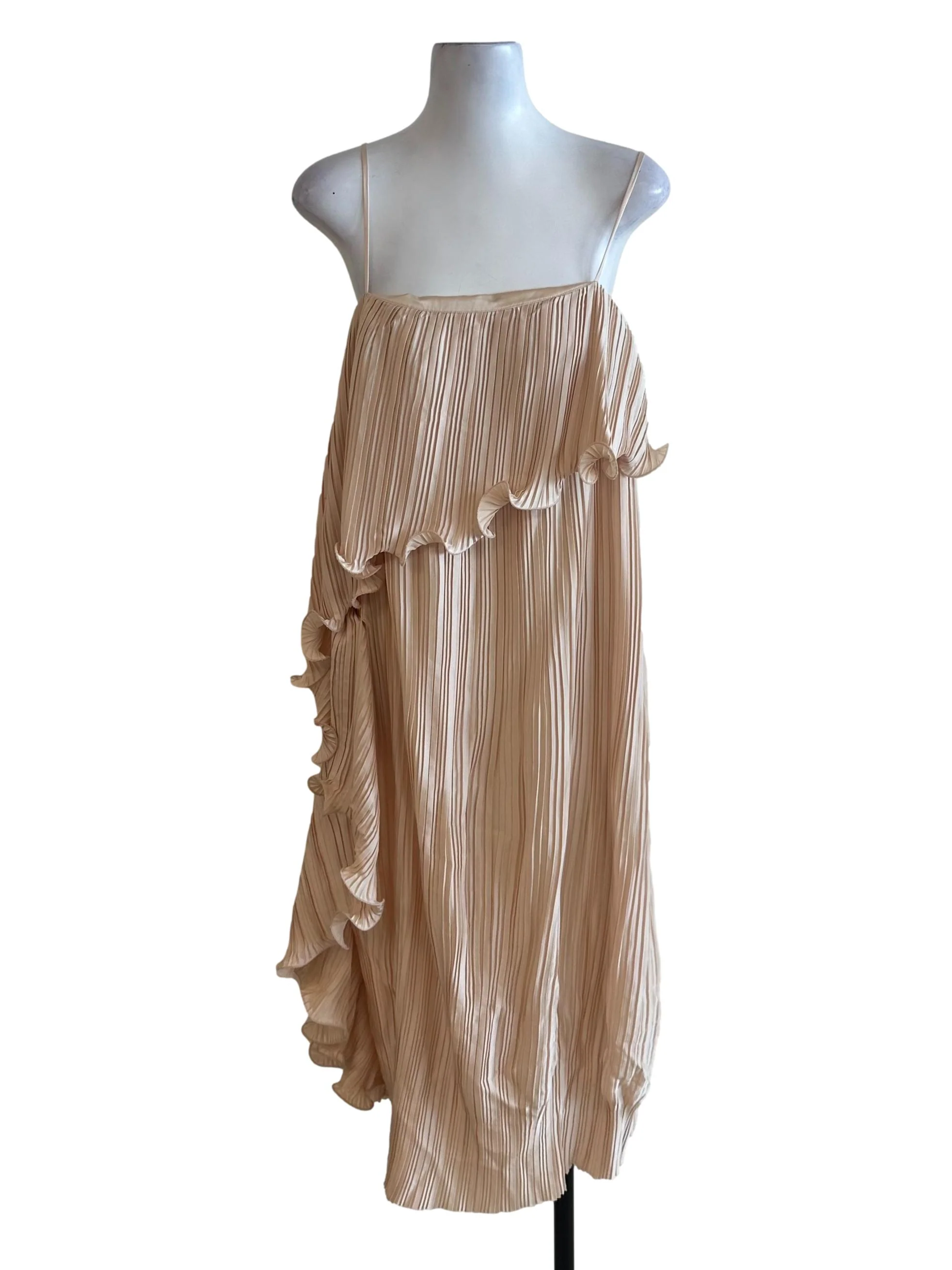 Parmesan Yellow Pleated Ruffle Dress