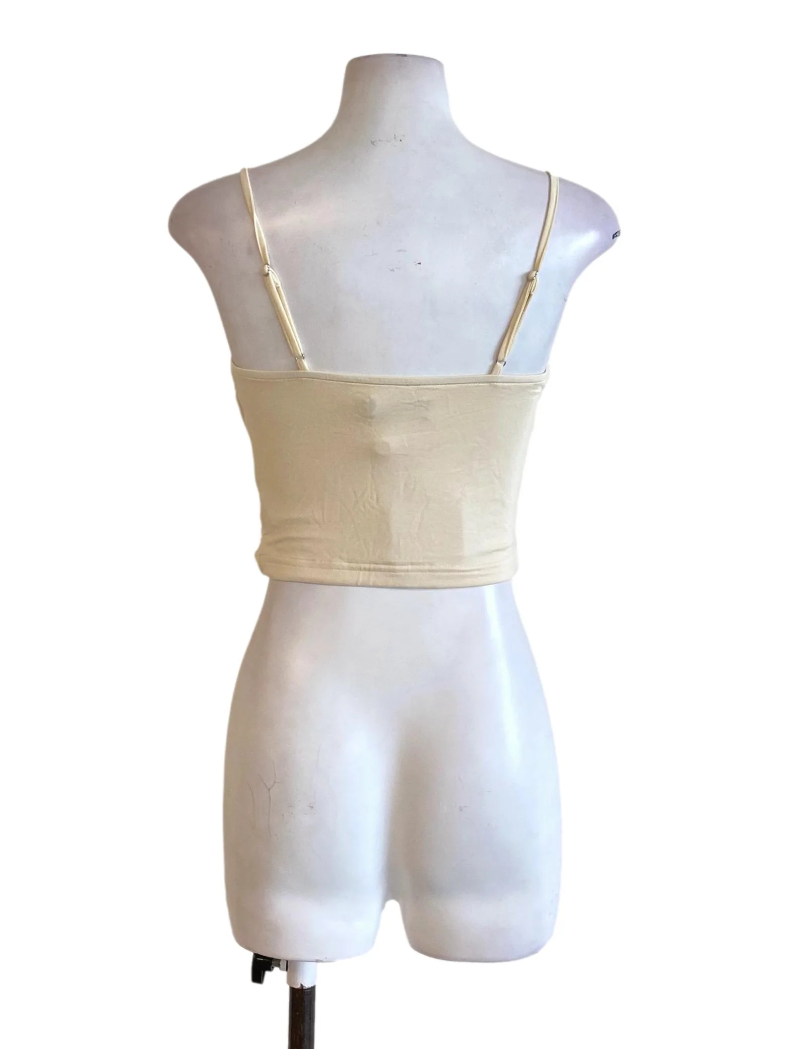 Parmesan Yellow Spaghetti Strap Waisted Cropped Top - Image 2