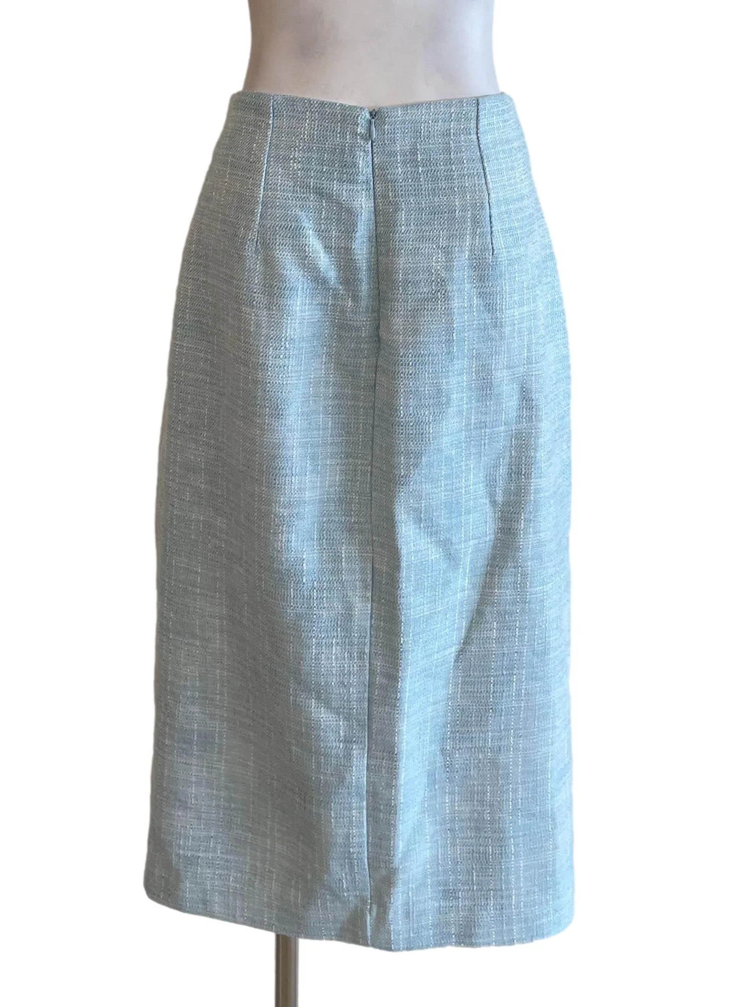 Pastel Blue Button Pencil Skirt - Image 2