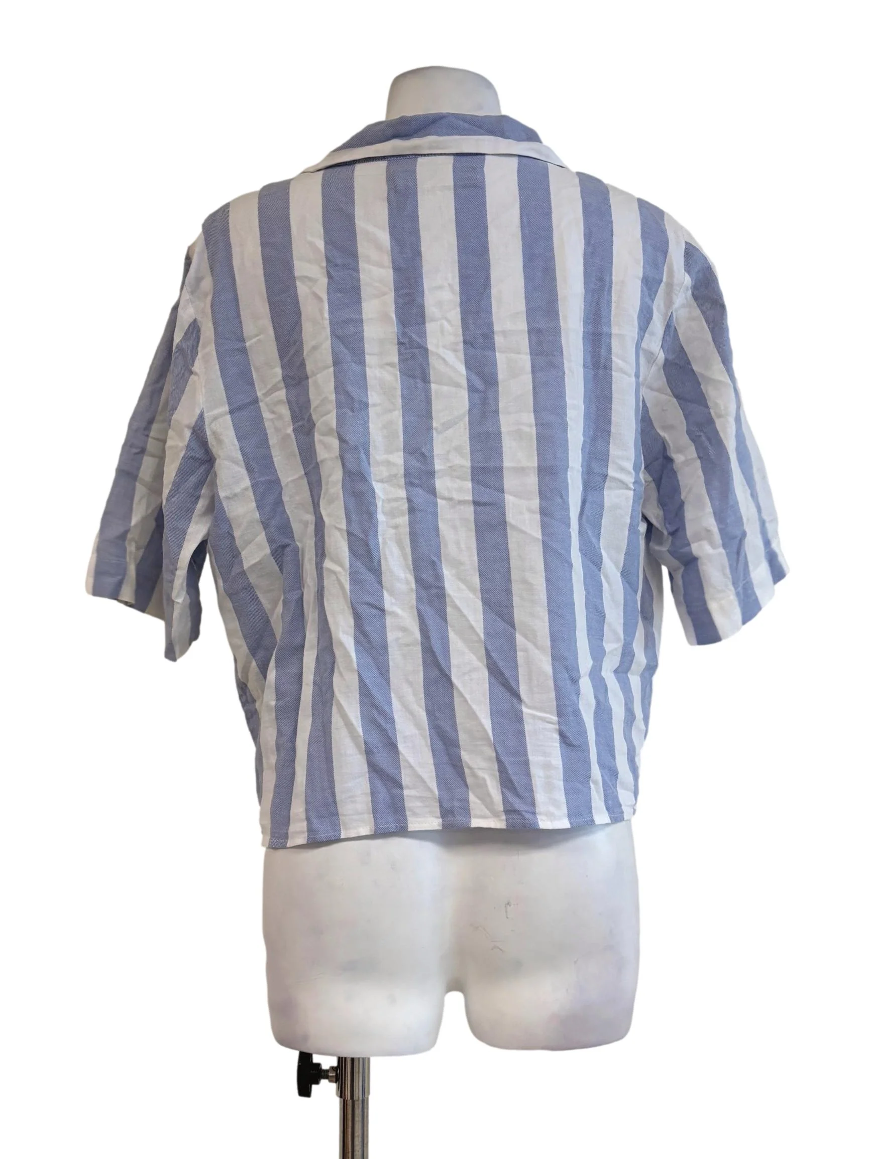 Pastel Blue Striped Knot Blouse - Image 2