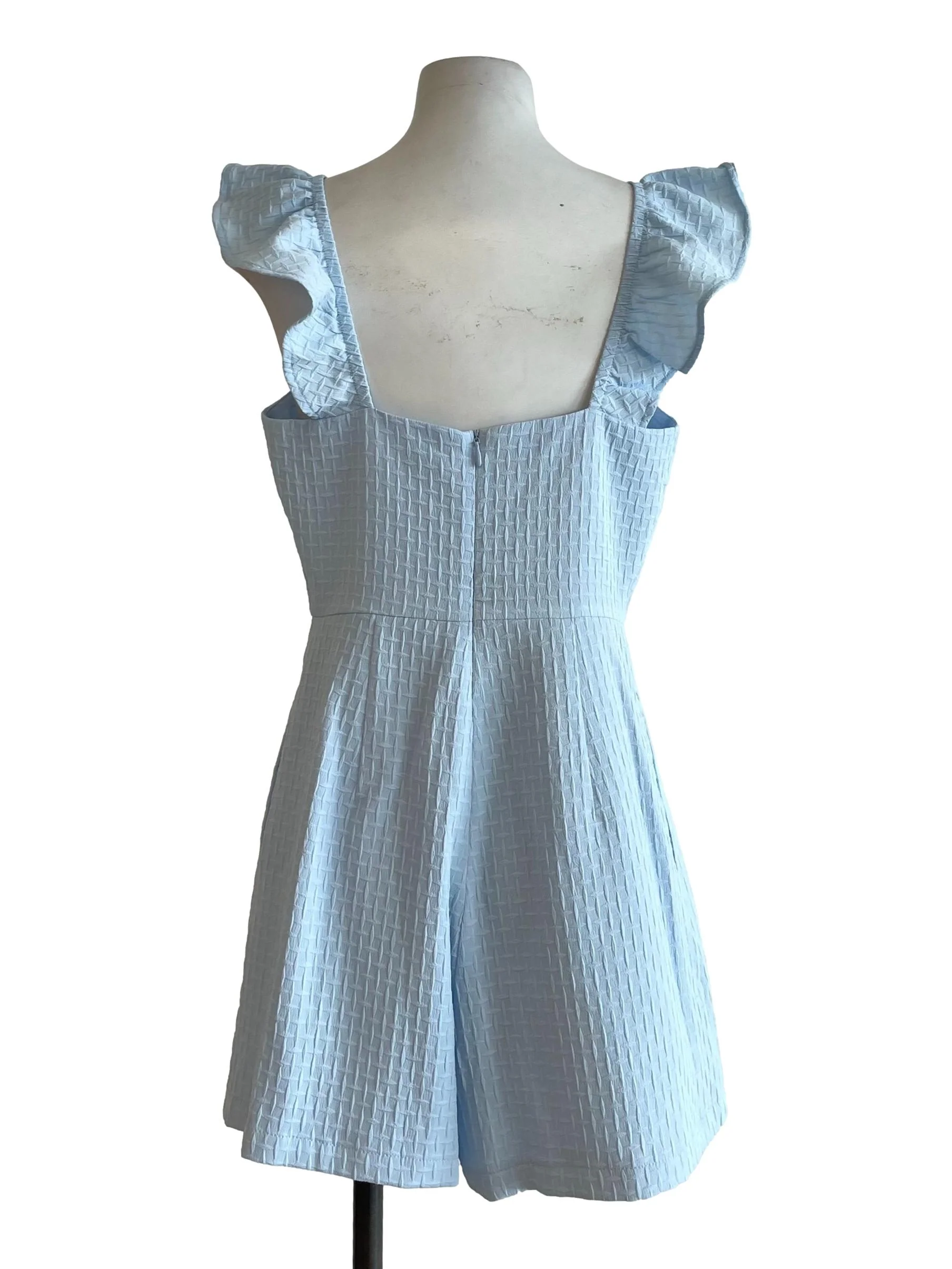 Pastel Blue Textured Romper - Image 2