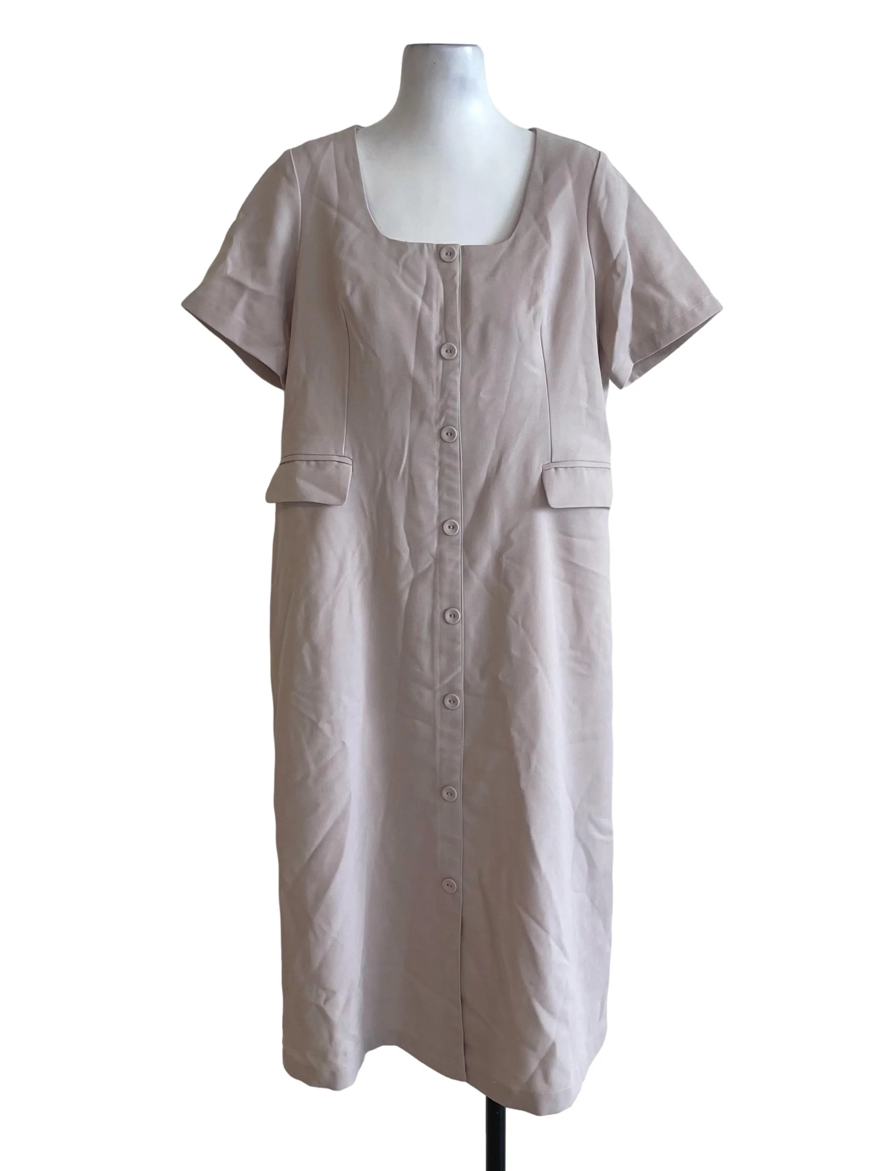 Pastel Brown Square Neck Dress