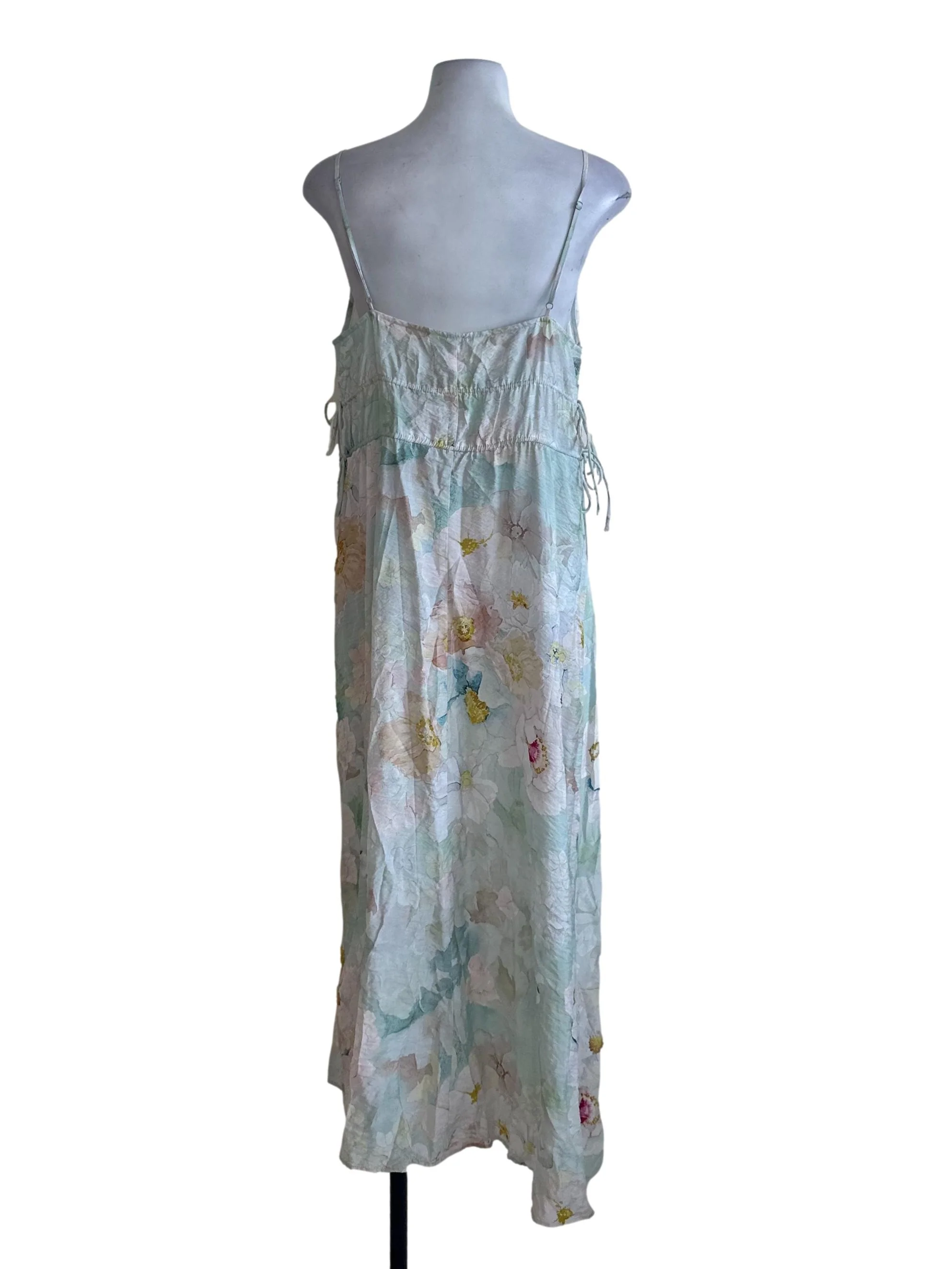 Pastel Green Floral V Neck Dress - Image 2