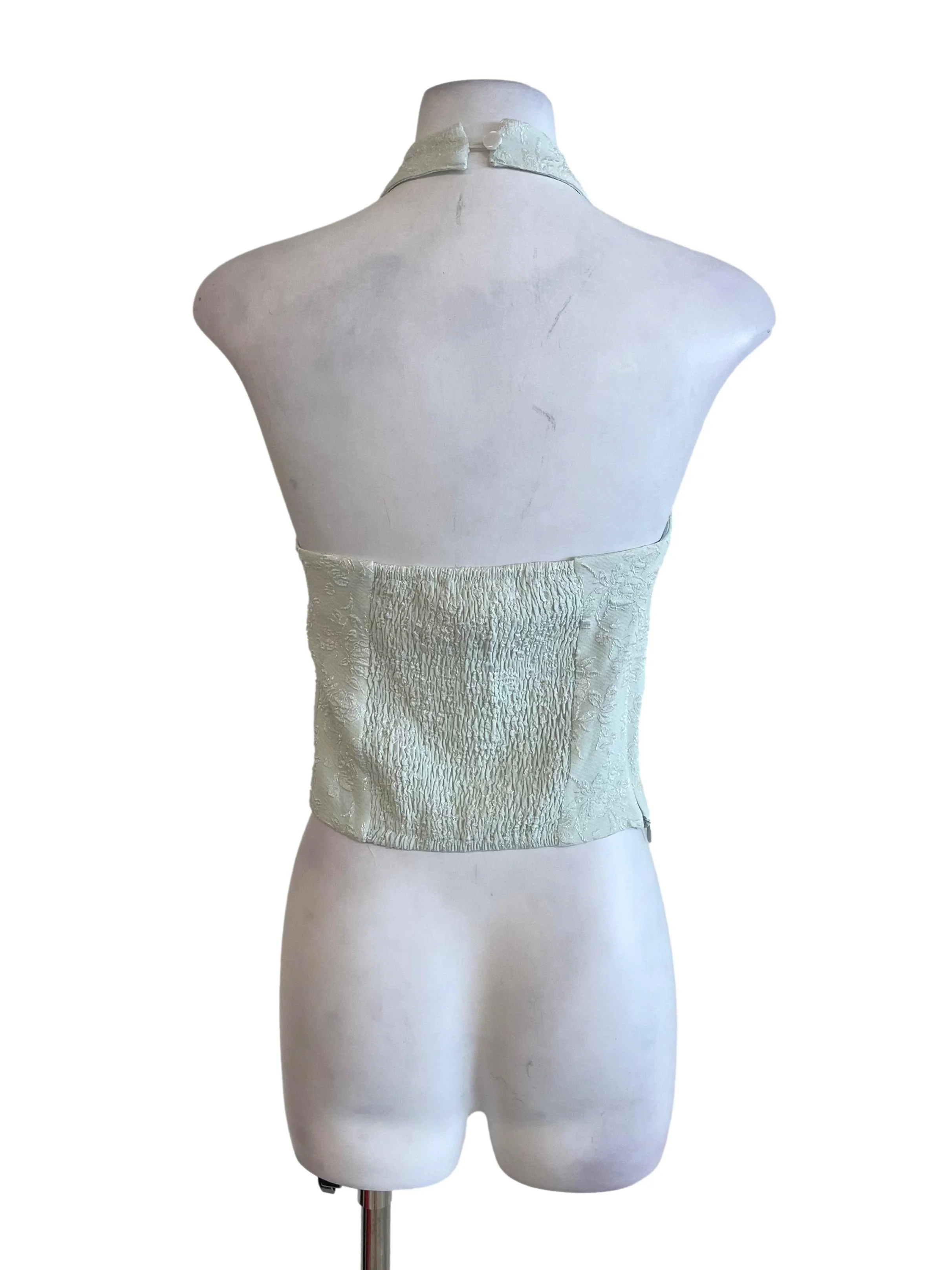 Pastel Green Halter Neck Cheongsam Top - Image 2