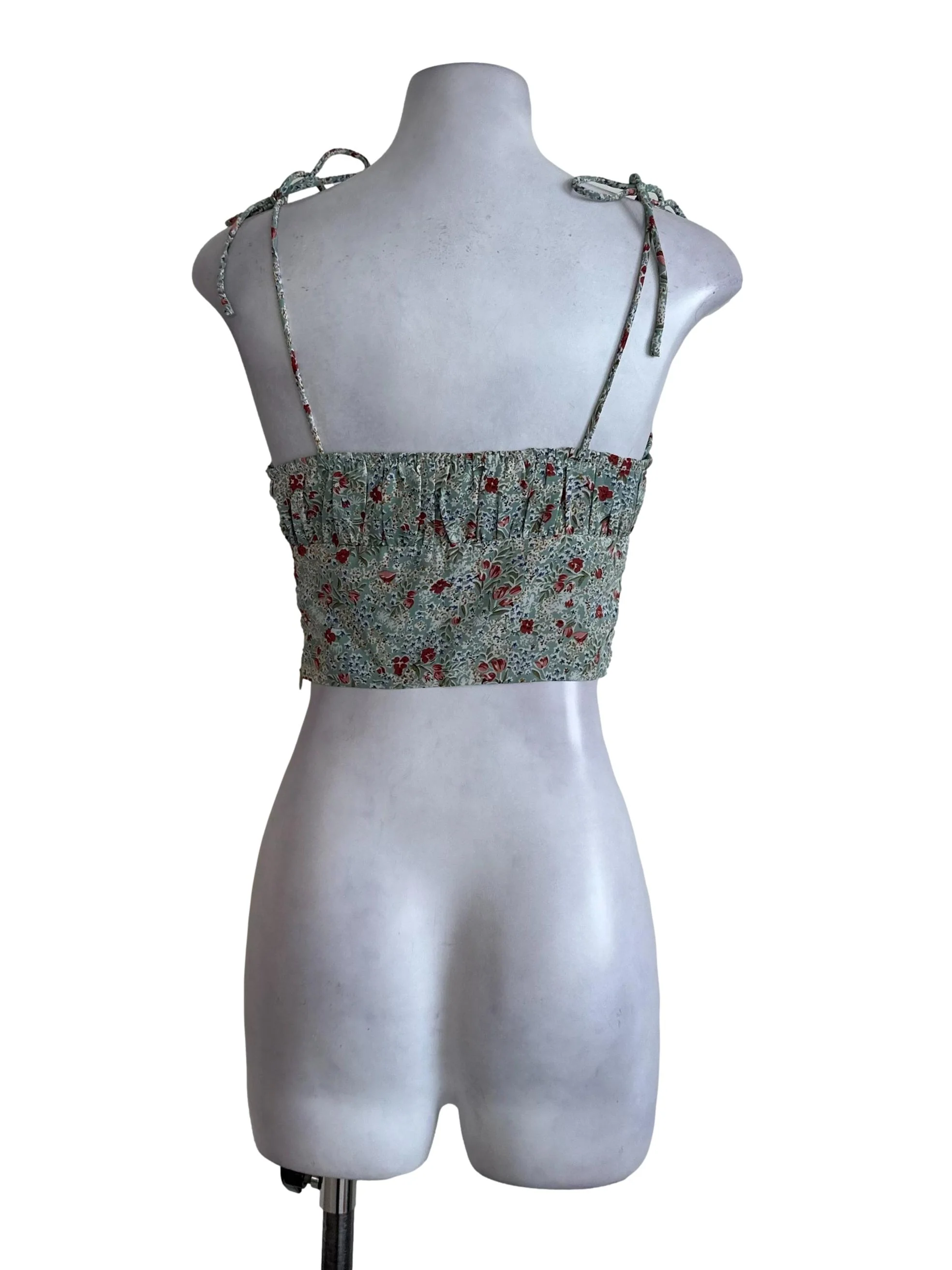 Pastel Green Pattern Spaghetti Strap Top - Image 2
