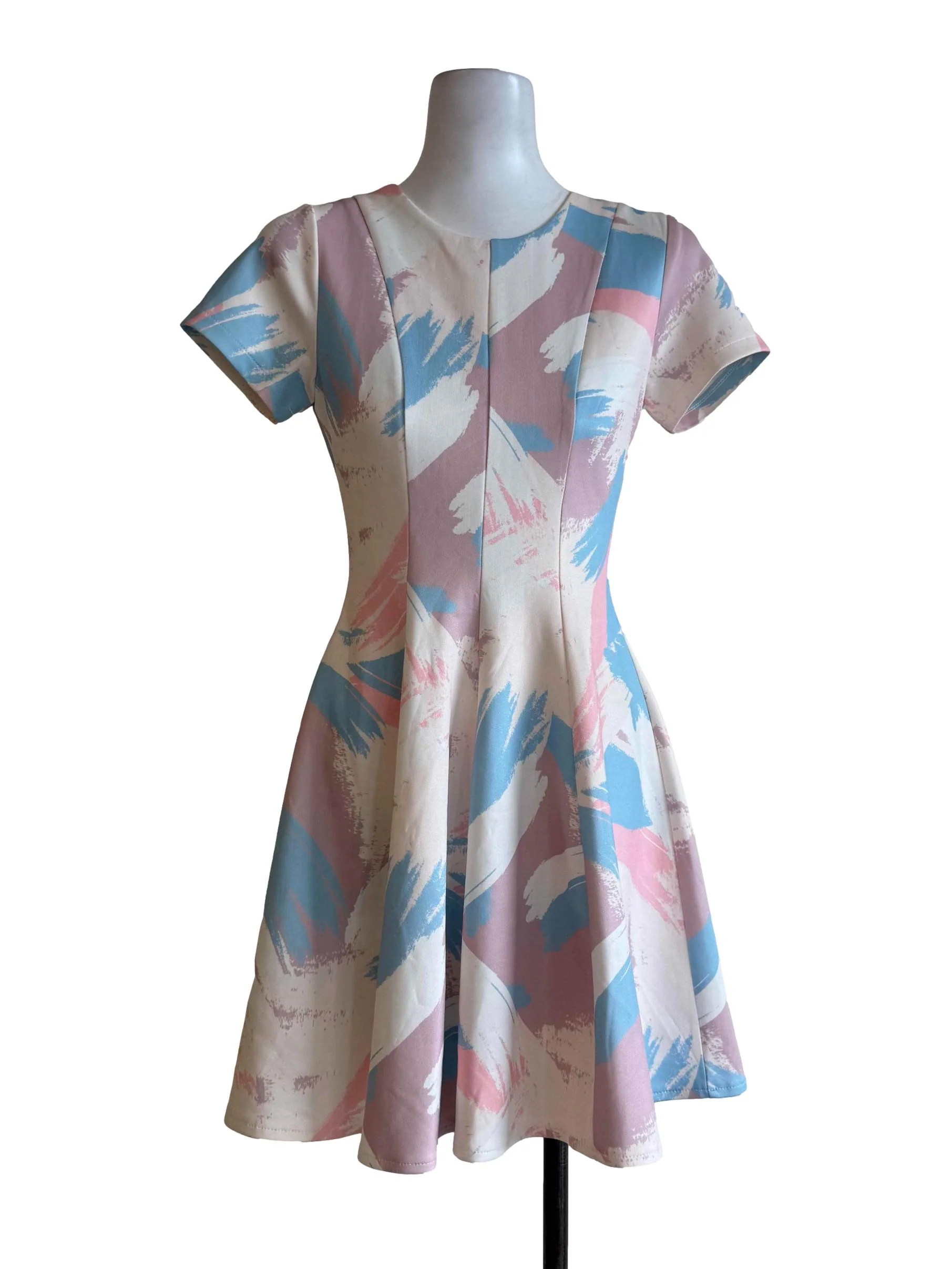 Pastel Multi-Color Short Sleeve Dress