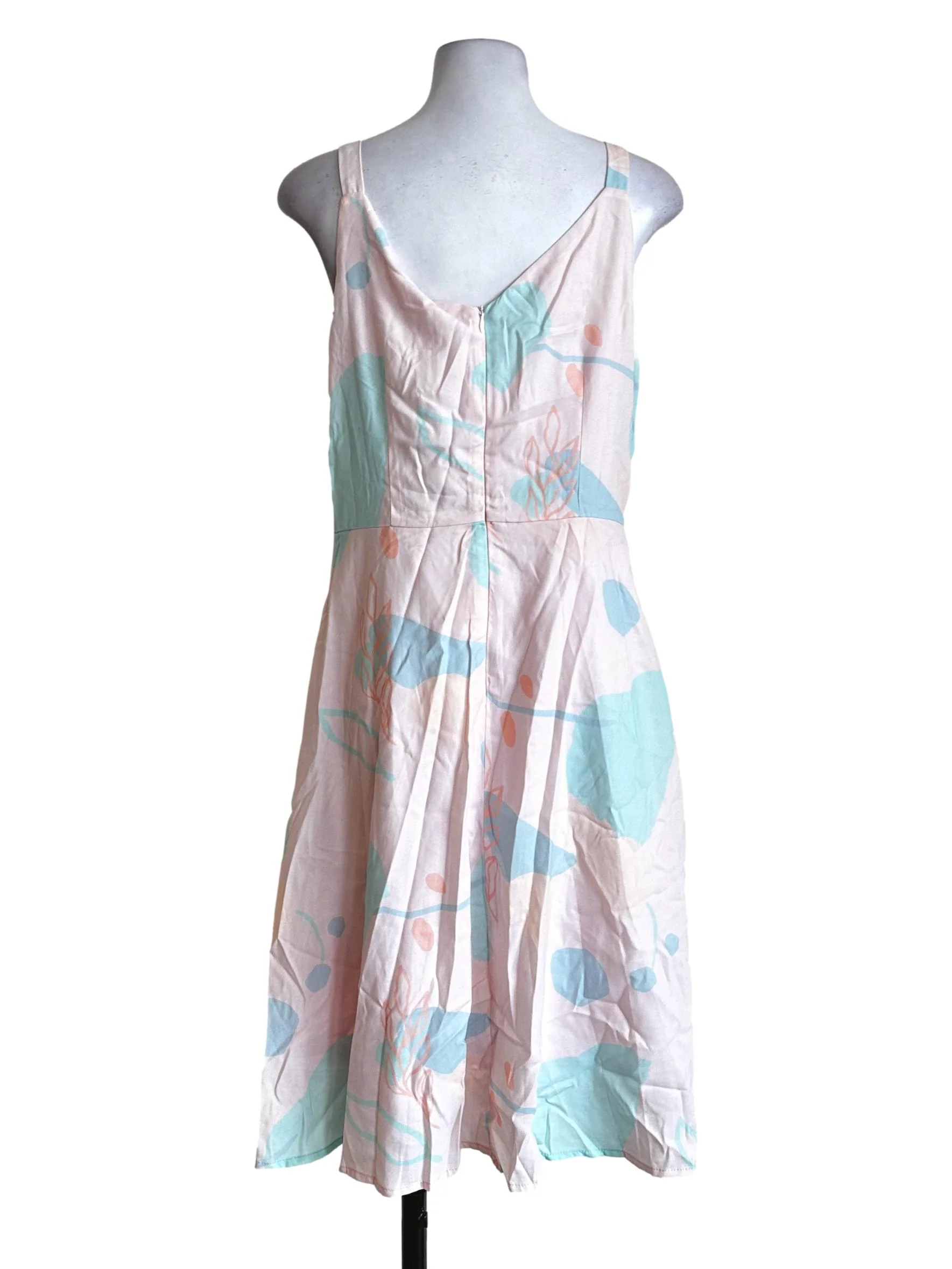 Pastel Pink Abstract Pattern Dress - Image 2