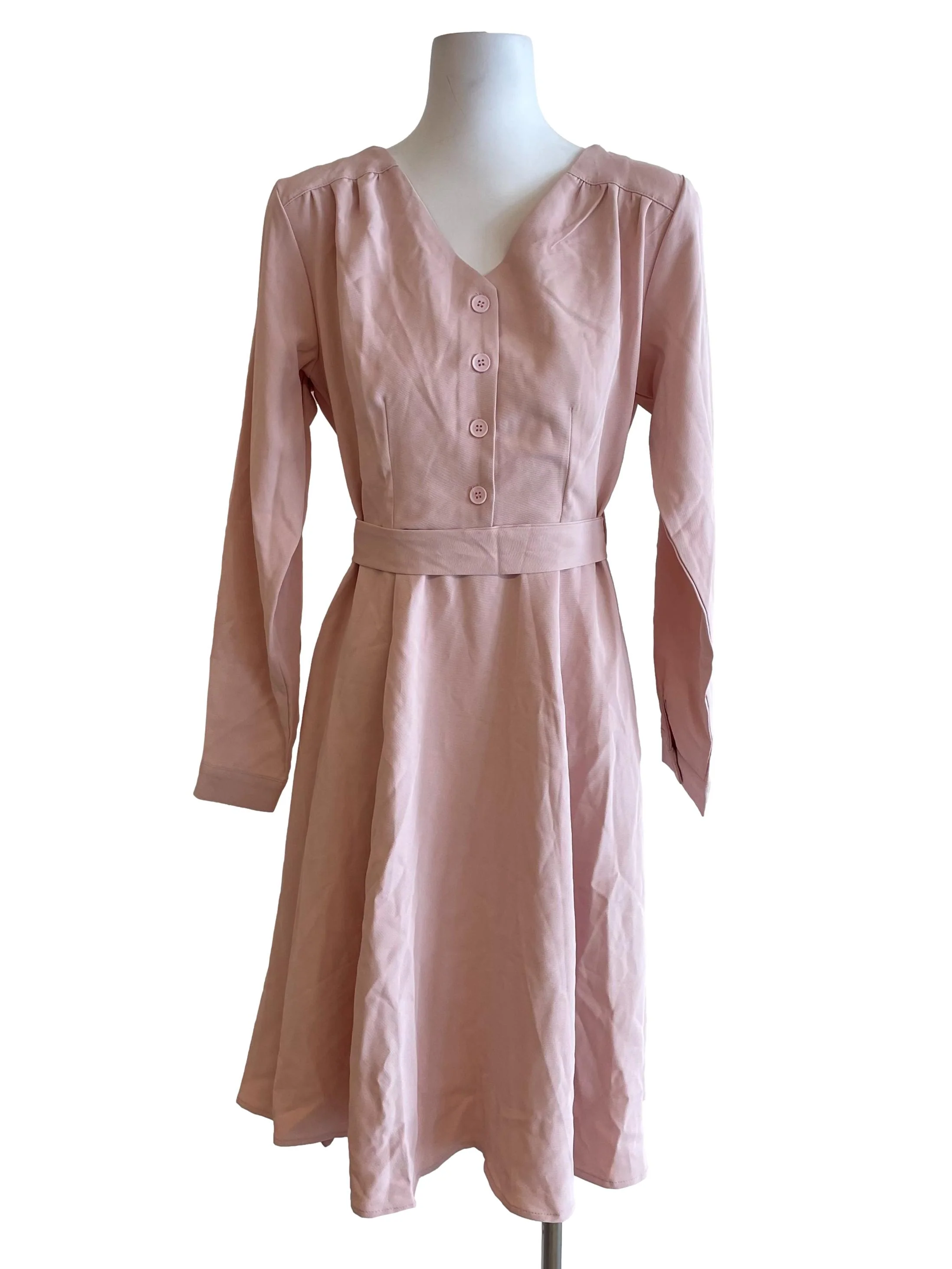 Pastel Pink Drape Panelled Dress