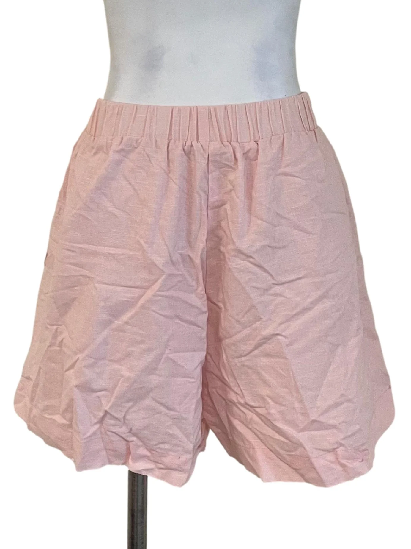 Pastel Pink Elastic Waist Shorts - Image 2