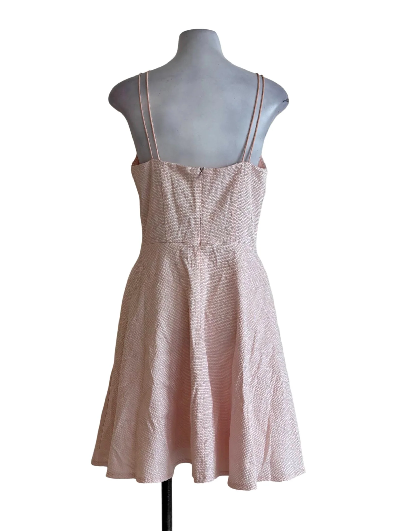 Pastel Pink Spaghetti Strap Textured Mini Dress - Image 2