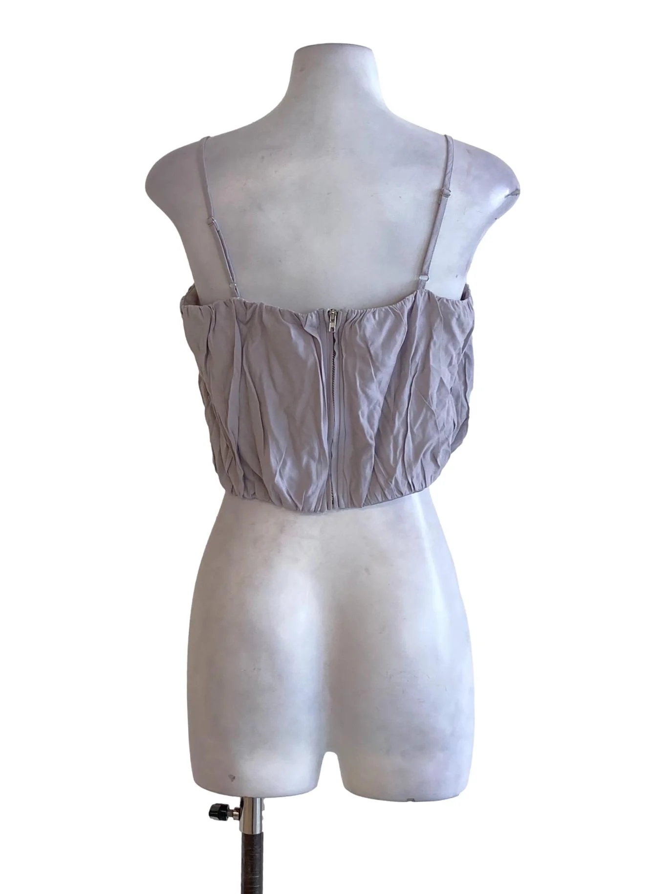 Pastel Purple Square Neck Spaghetti Strap Cropped Top - Image 2