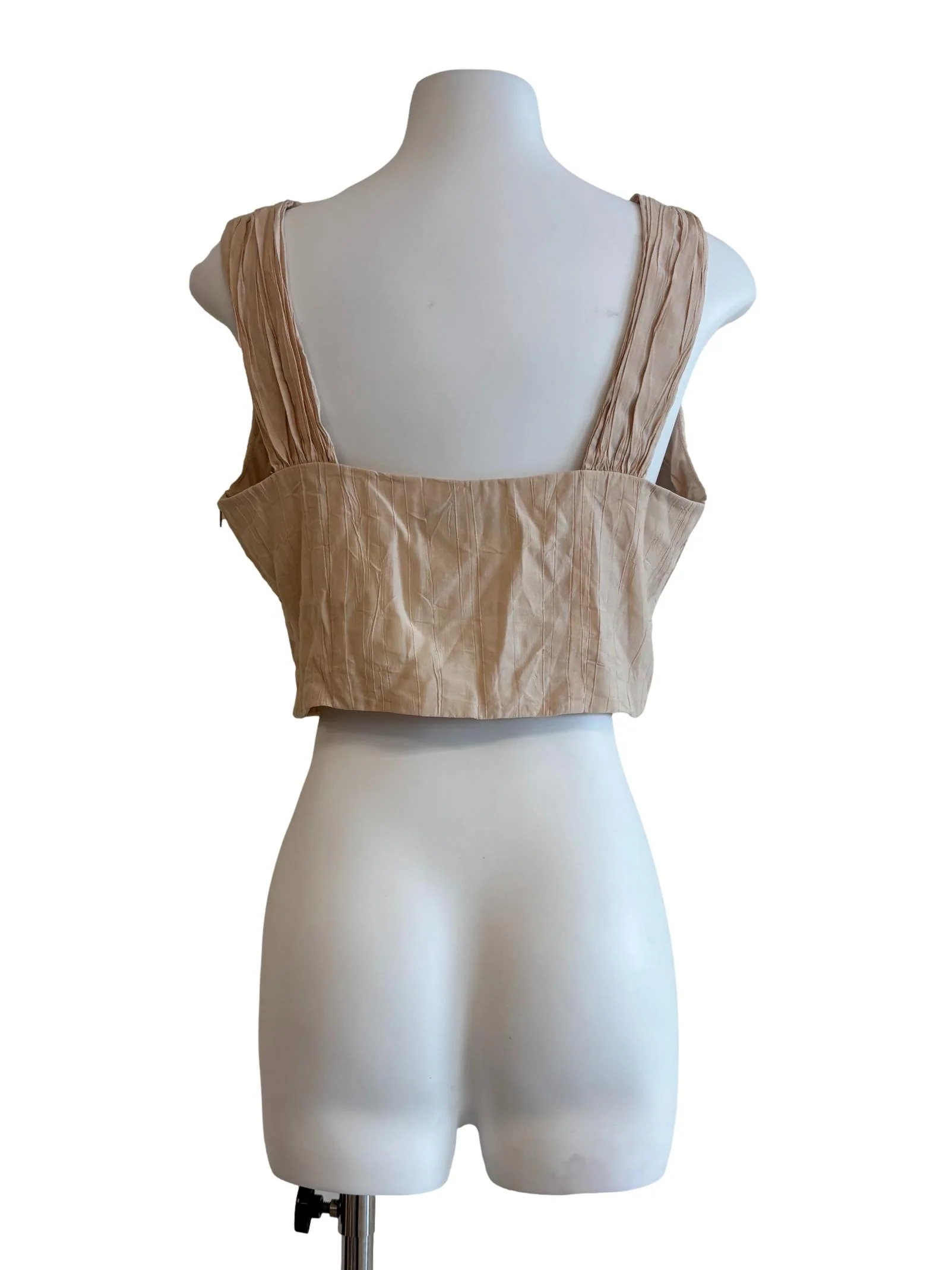 Peach Crinkled Cotton Sleeveless Top - Image 2