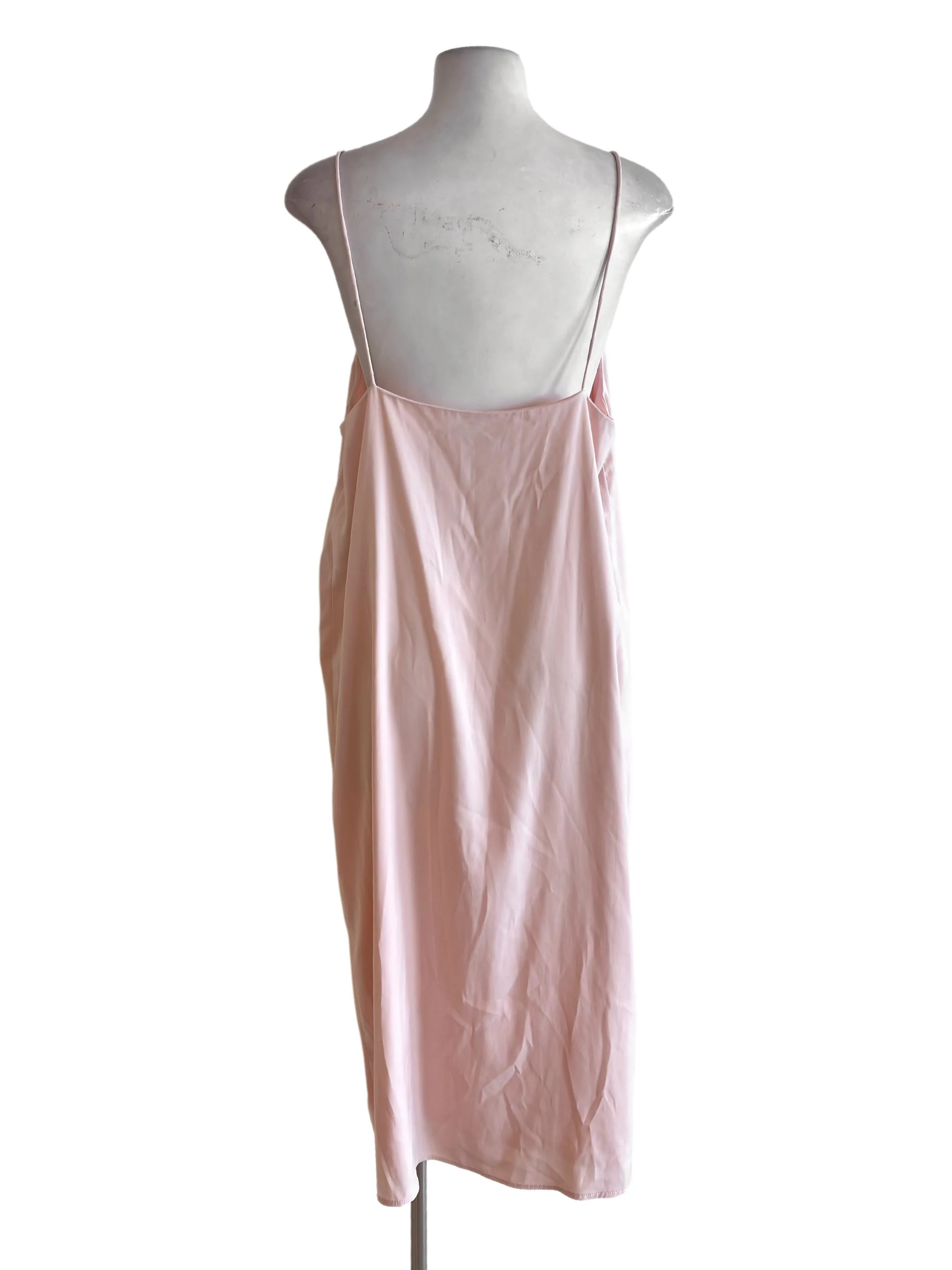 Peach Pink Deep V Neck Slip Dress TTR - Image 2