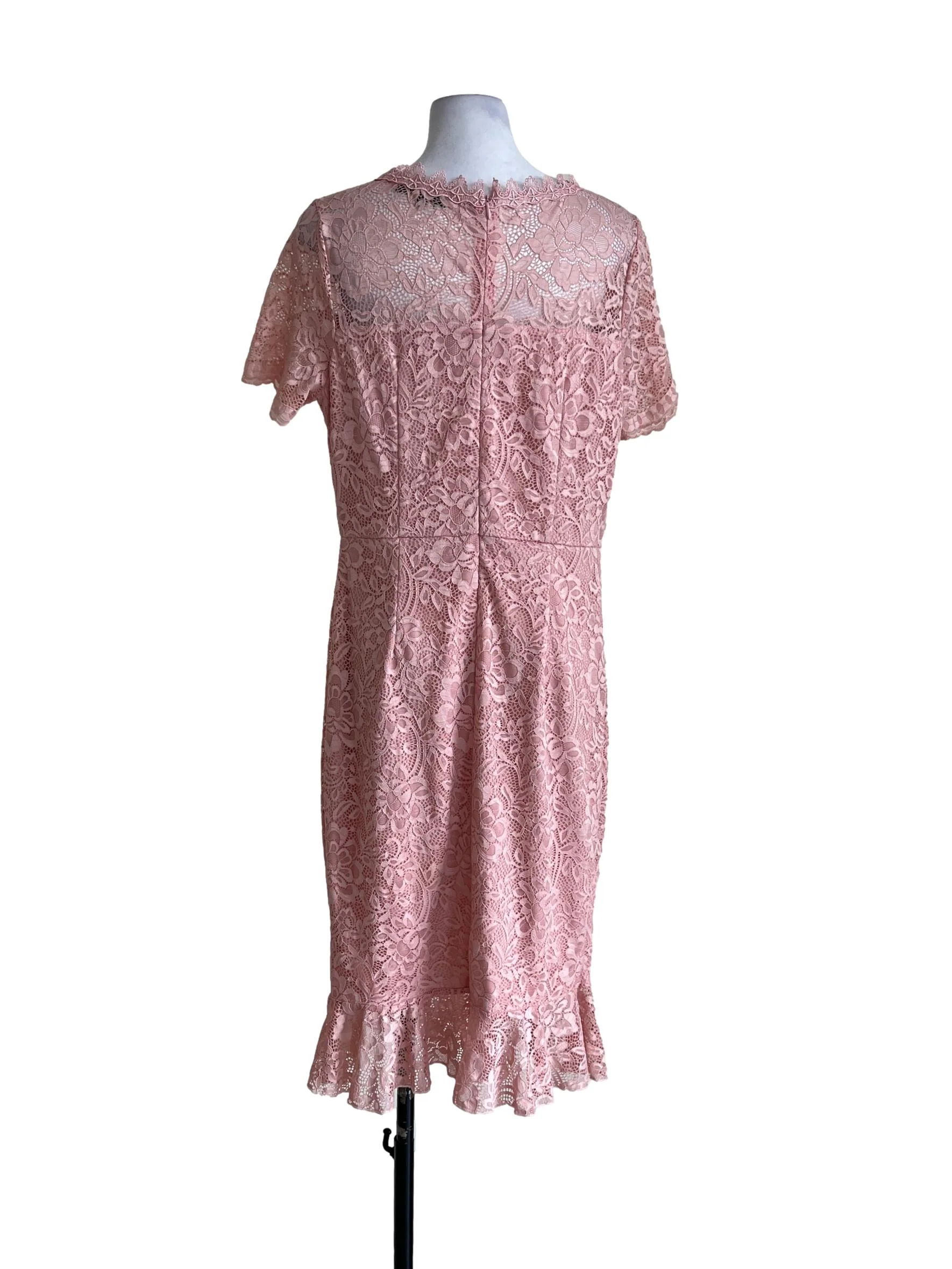 Peach Pink Lace Dress - Image 2