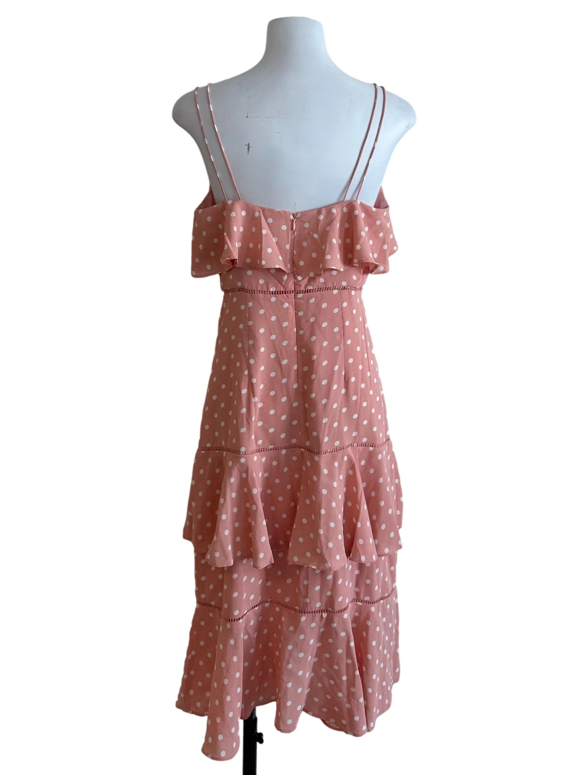 Peach Pink Polkadot Layered Dress - Image 2