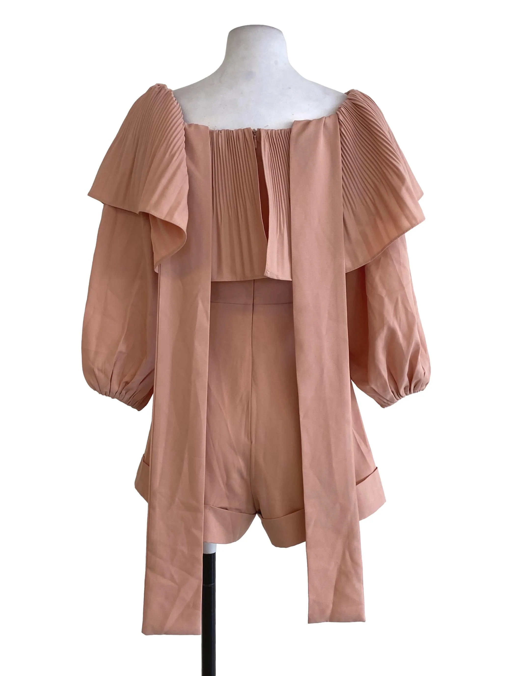 Peach Pleated Romper - Image 2