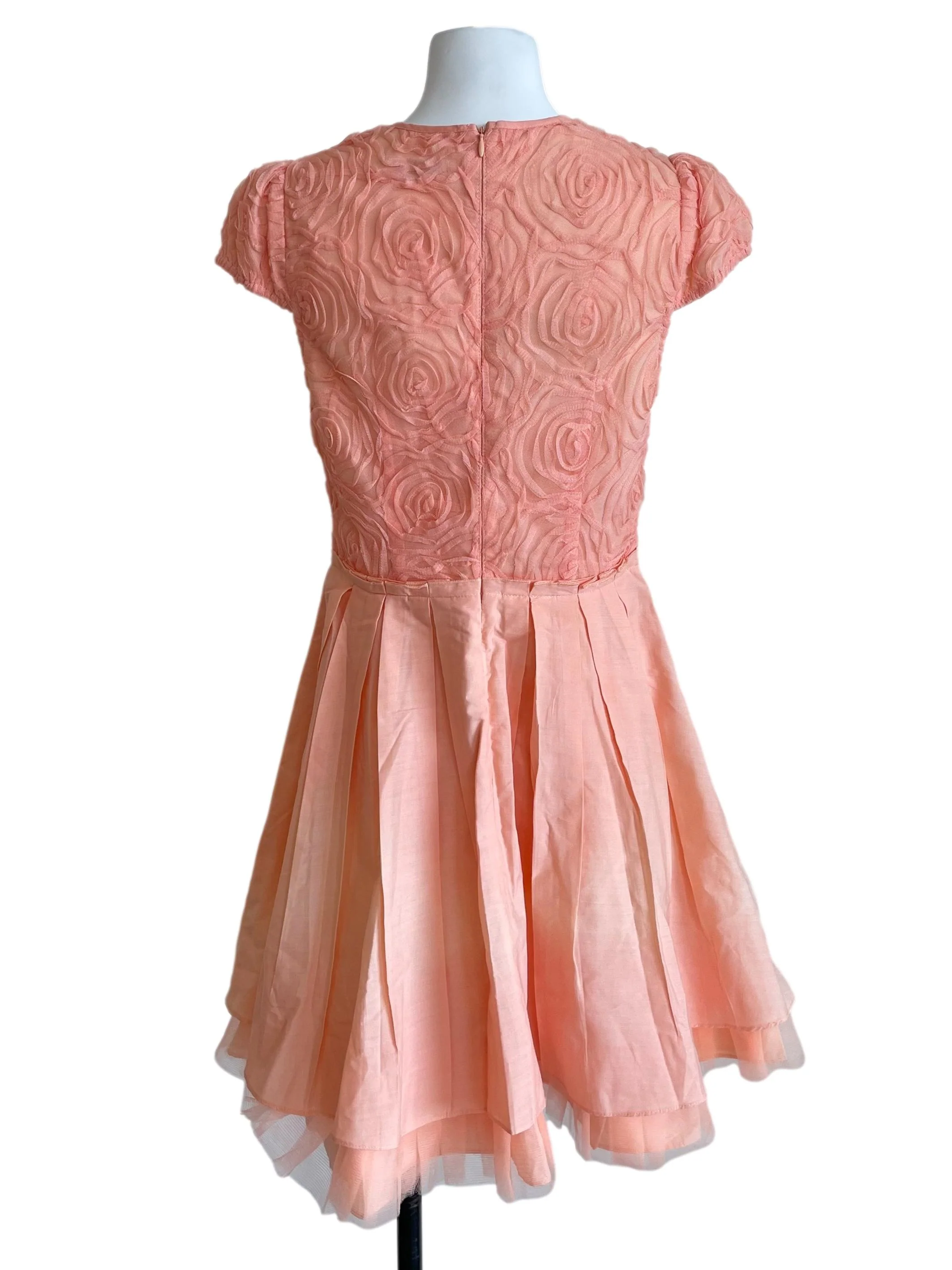 Peach Rose Mesh Petal Sleeves Dress - Image 2