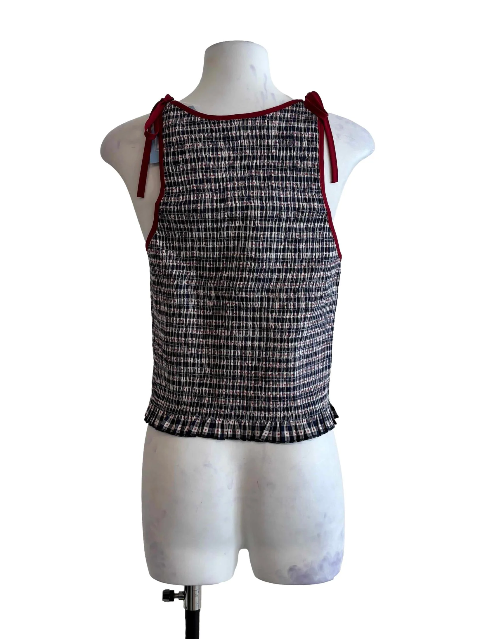 Peacock Blue And Red Checkered Top - Image 2