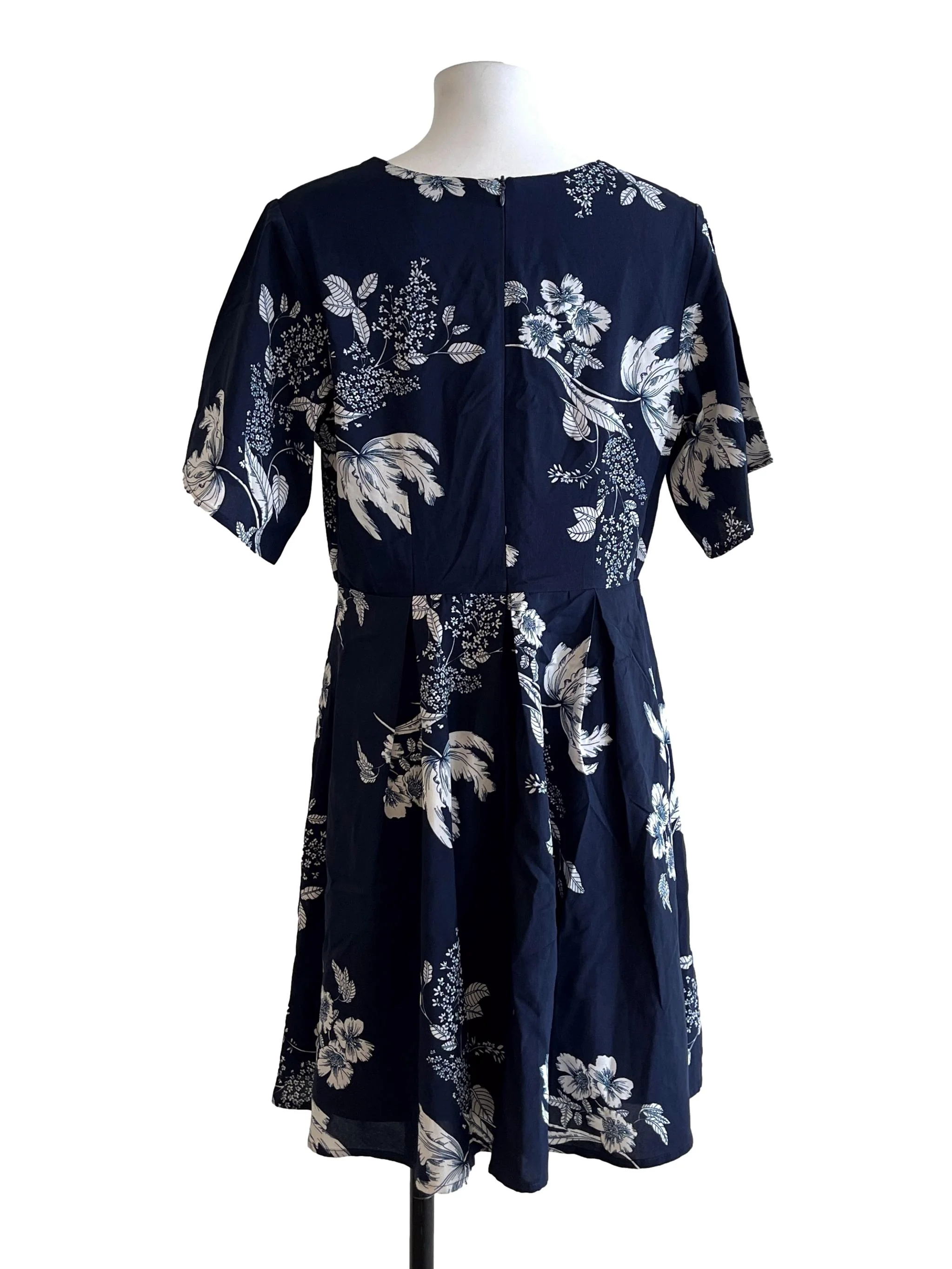 Peacock Blue V-Neck Mini Dress - Image 2