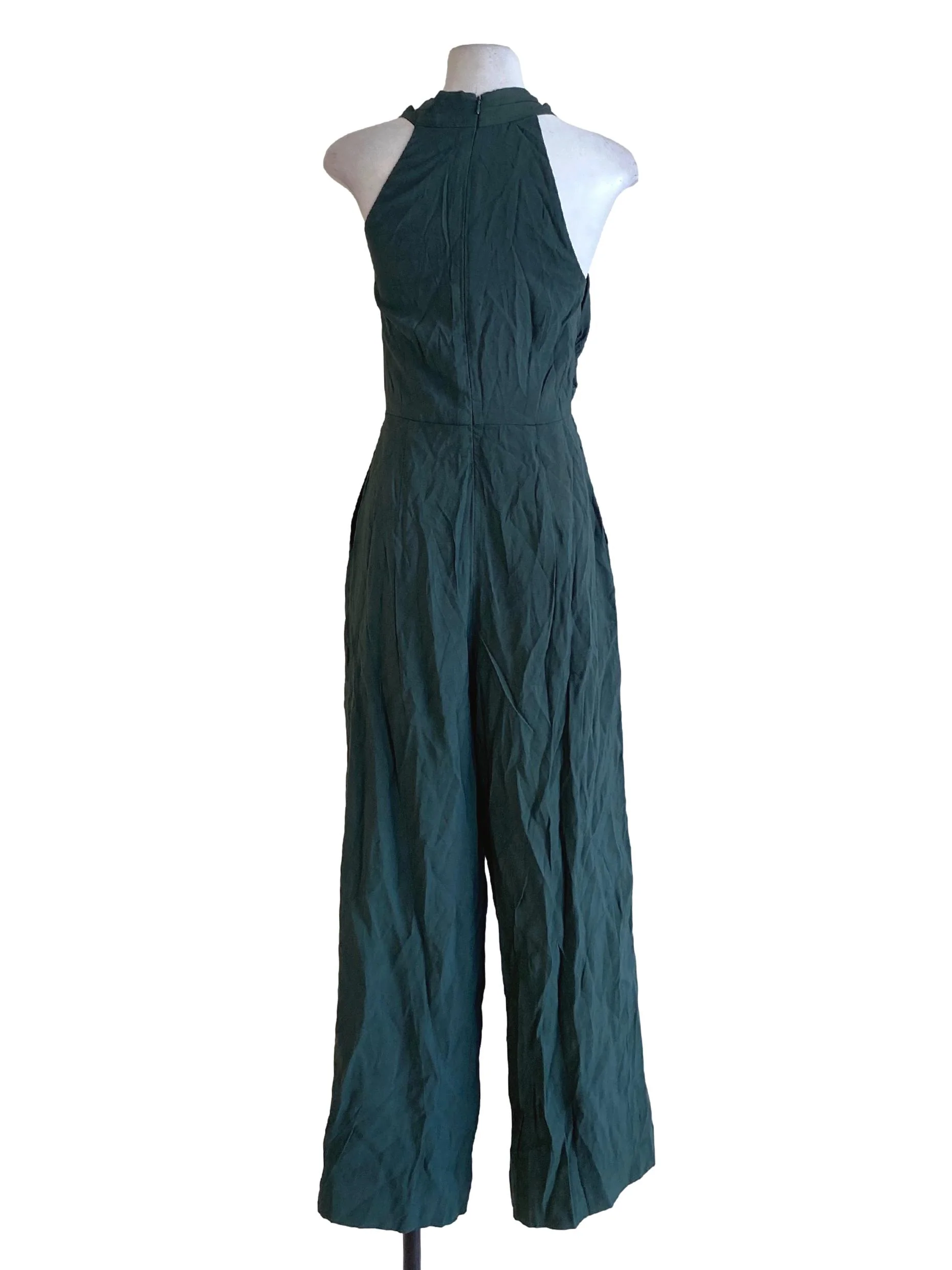 Peacock Green Twisted Cross Front Halter Regular Jumpsuit LB - Image 2